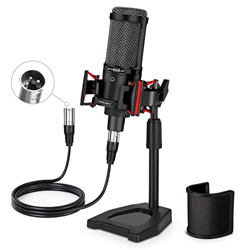 XLR Podcast Microfono per PC Computer Professionale Cardioide Condensatore Microfono XLR Studio Mic Kit per Registrazione Vocale, Podcasting, Streaming, Voice Over, Home Studio, YouTube con Supporto : Strumenti Musicali