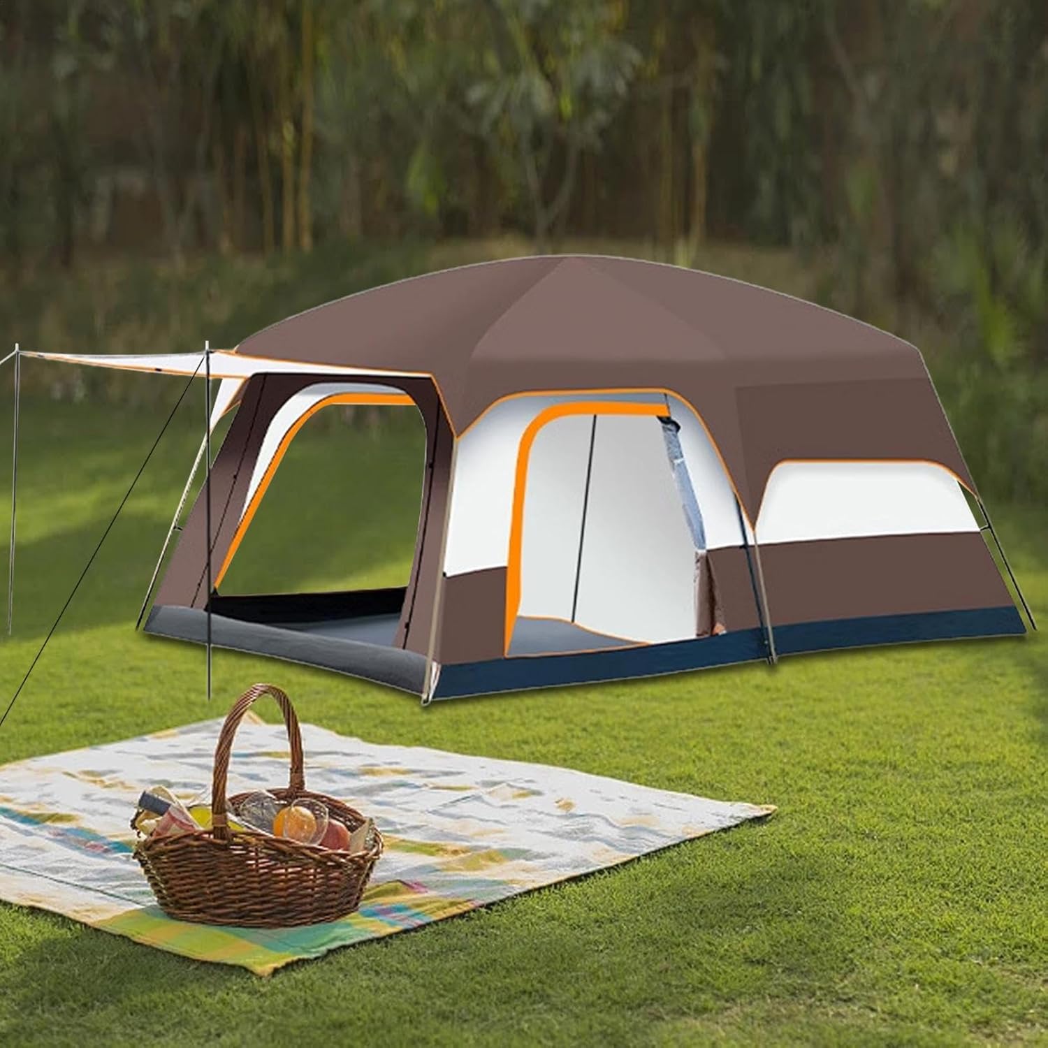 Familienzelt mit Schlafzimmern – großes Zelt für Familien-Camping | Wetterfeste Outdoor-Hütte für Strand, Reisen, Wandern, Festivals, Übernachtungen, Picknick, Rucksack