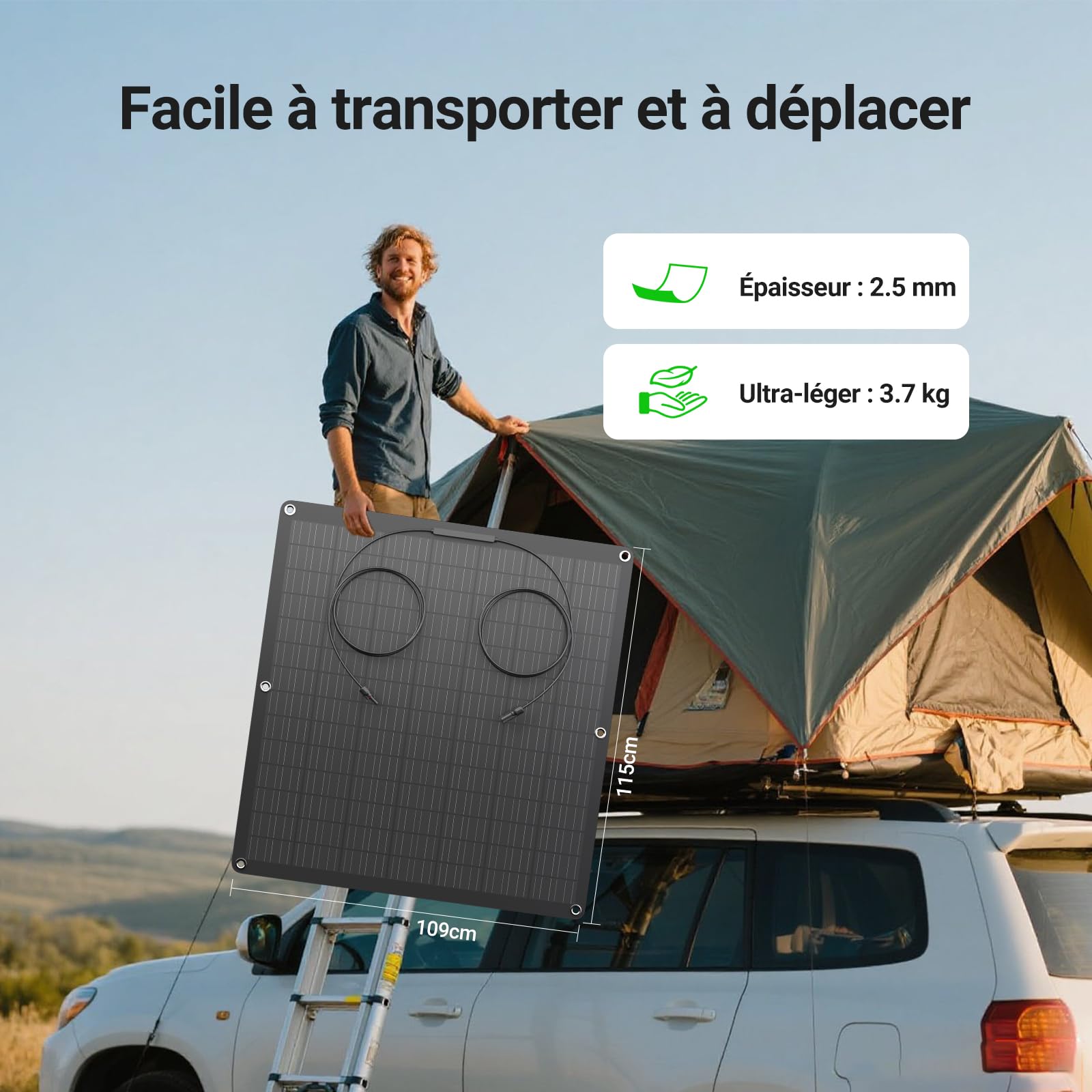 480W flexibles Solarpanel-Set mit 2x 240W monokristallinen Solarmodulen, IP67, 12V, für Wohnmobil, Boot und Balkon