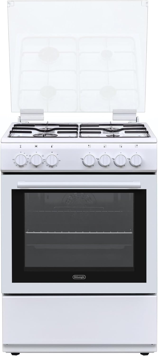 DL 664 EW - Cucina a gas con forno elettrico, 4 fuochi, 60x60 cm, bianco, Classe energetica A