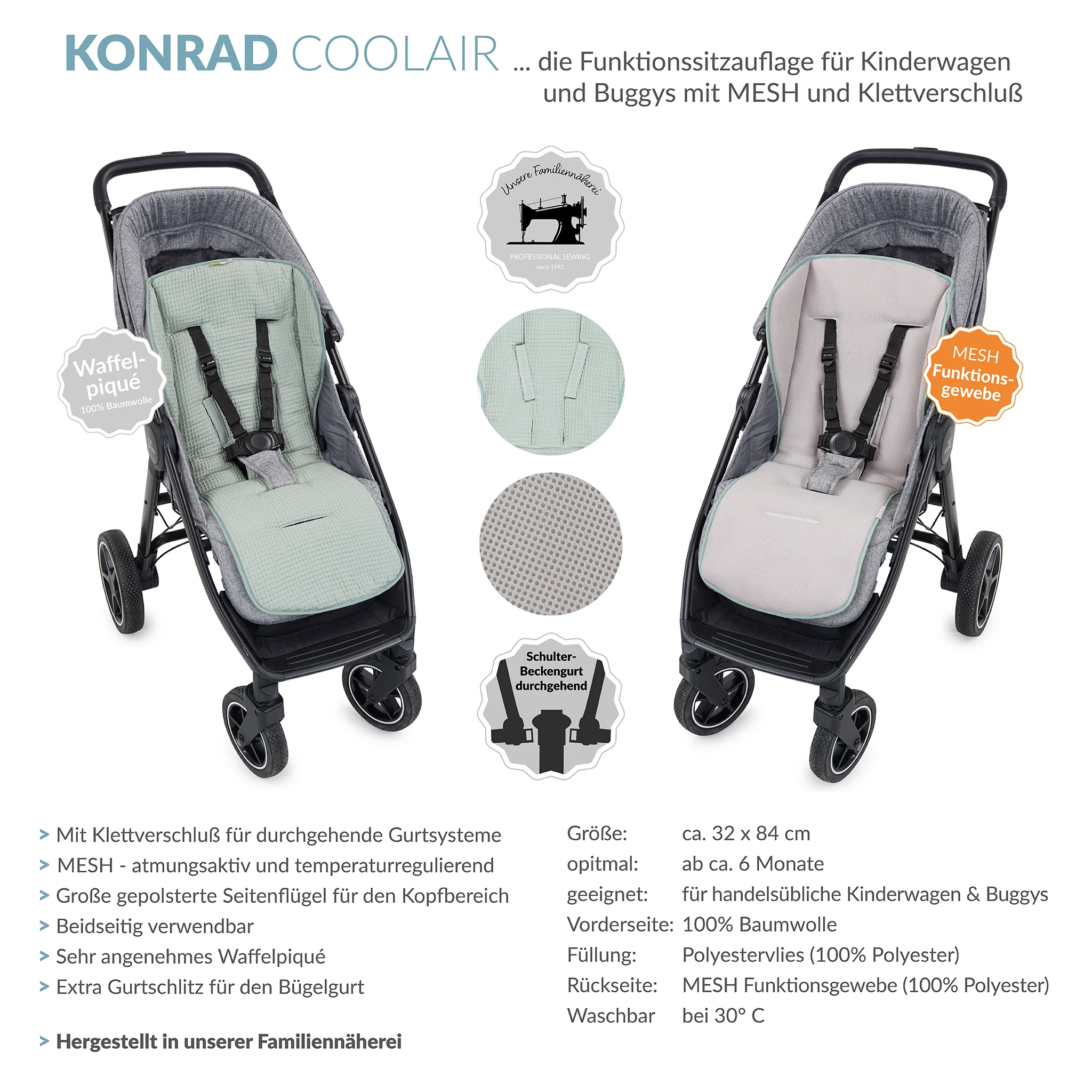 KONRAD die gro?e Buggysitzauflage mit Klett