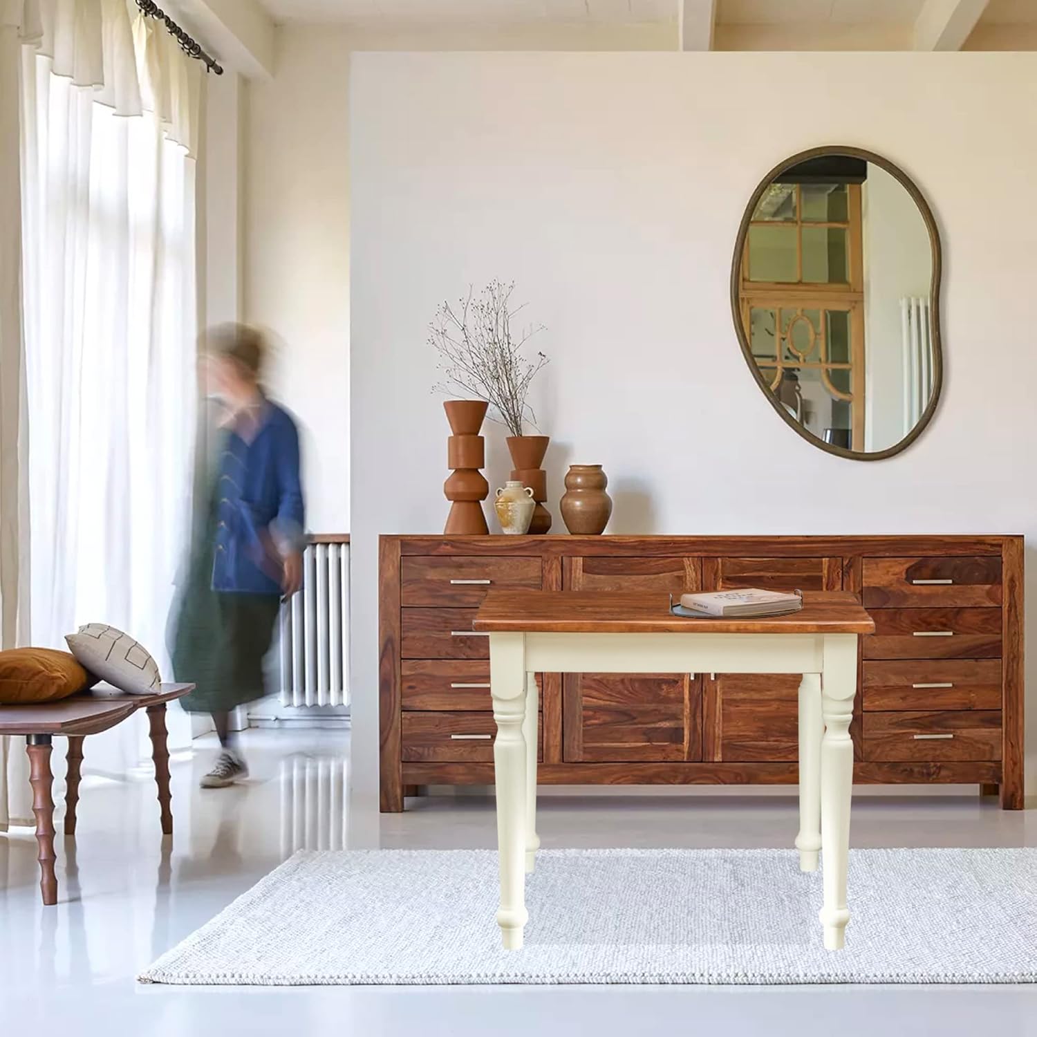 Biscottini tavolo quadrato legno massello 90x90 cm | Tavolo da cucina e sala da pranzo | Tavolo legno esterno e interno