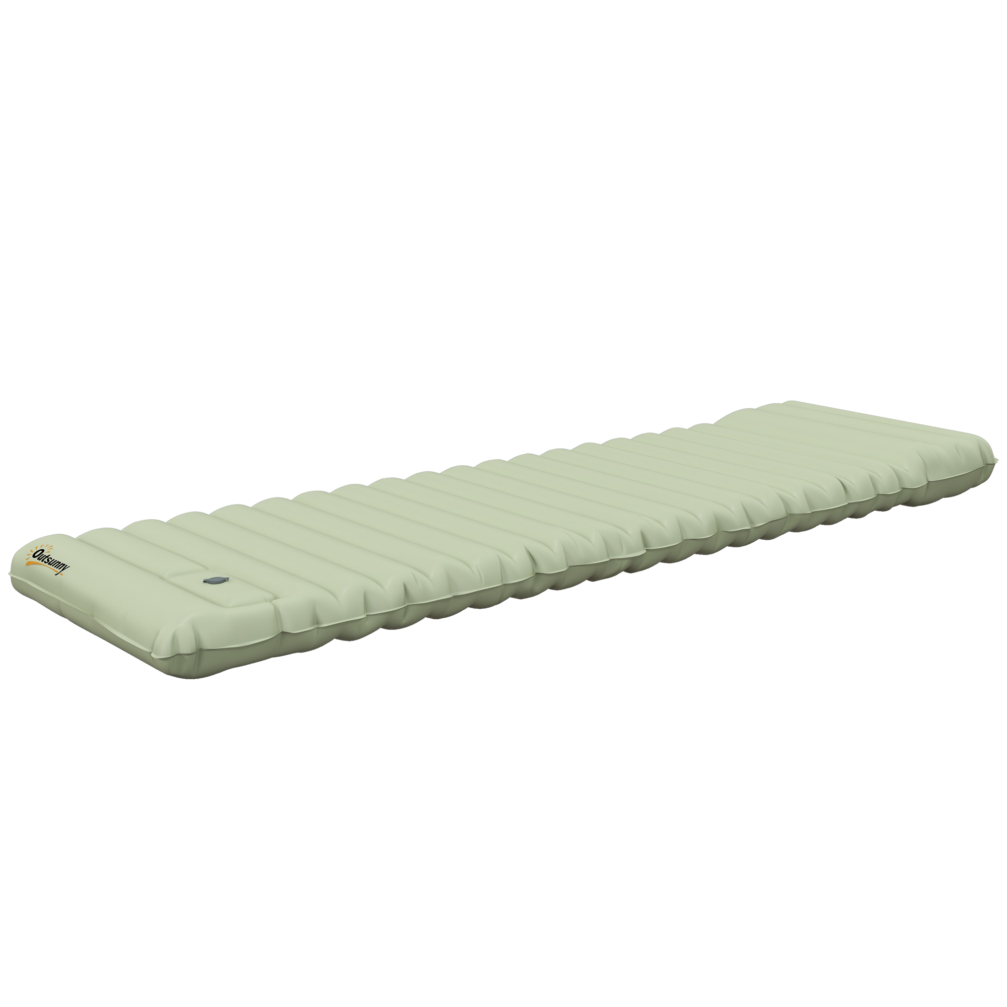 Outsunny Luftmatratze, Campingmatte, wasserabweisend, reißfest, mit Fußpumpe, Nylon, 200L x 60B x 10H cm, Grün