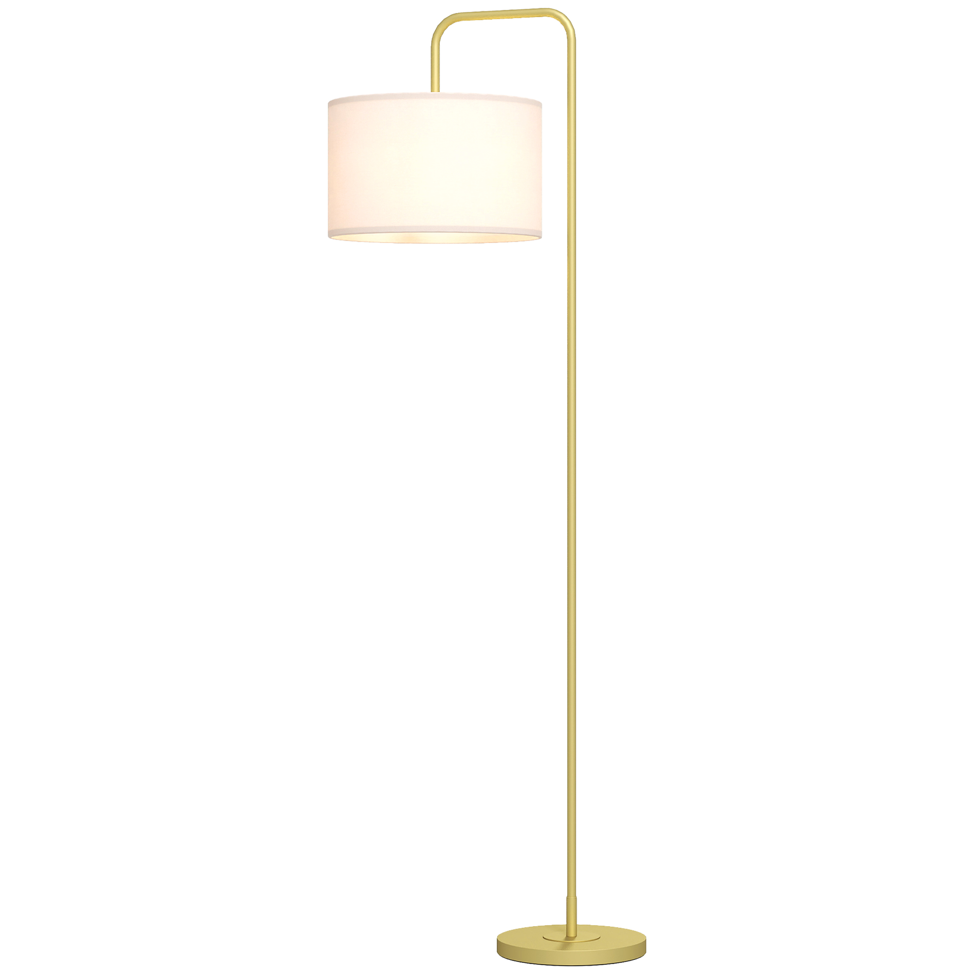 HOMCOM Moderne Stehlampe mit Leinen-Lampenschirm und Fußschalter 163,5 cm Gold und Weiß