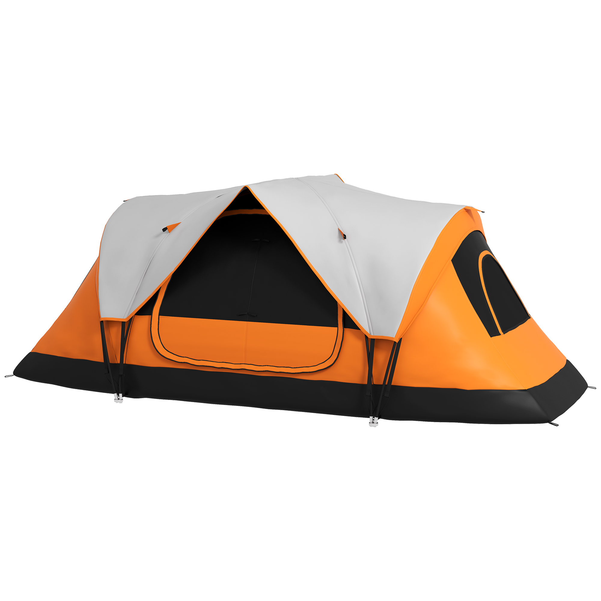 Outsunny Campingzelt, 2 Räume, Trennwand, für 6-8 Personen, Regenschutz, Orange