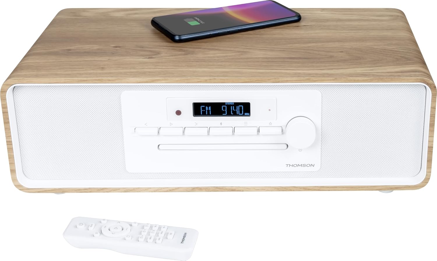 Micro-cha?ne Bluetooth - THOMSON - Blanche et Noire - Radio FM/CD/MP3/USB, 60W, égaliseur