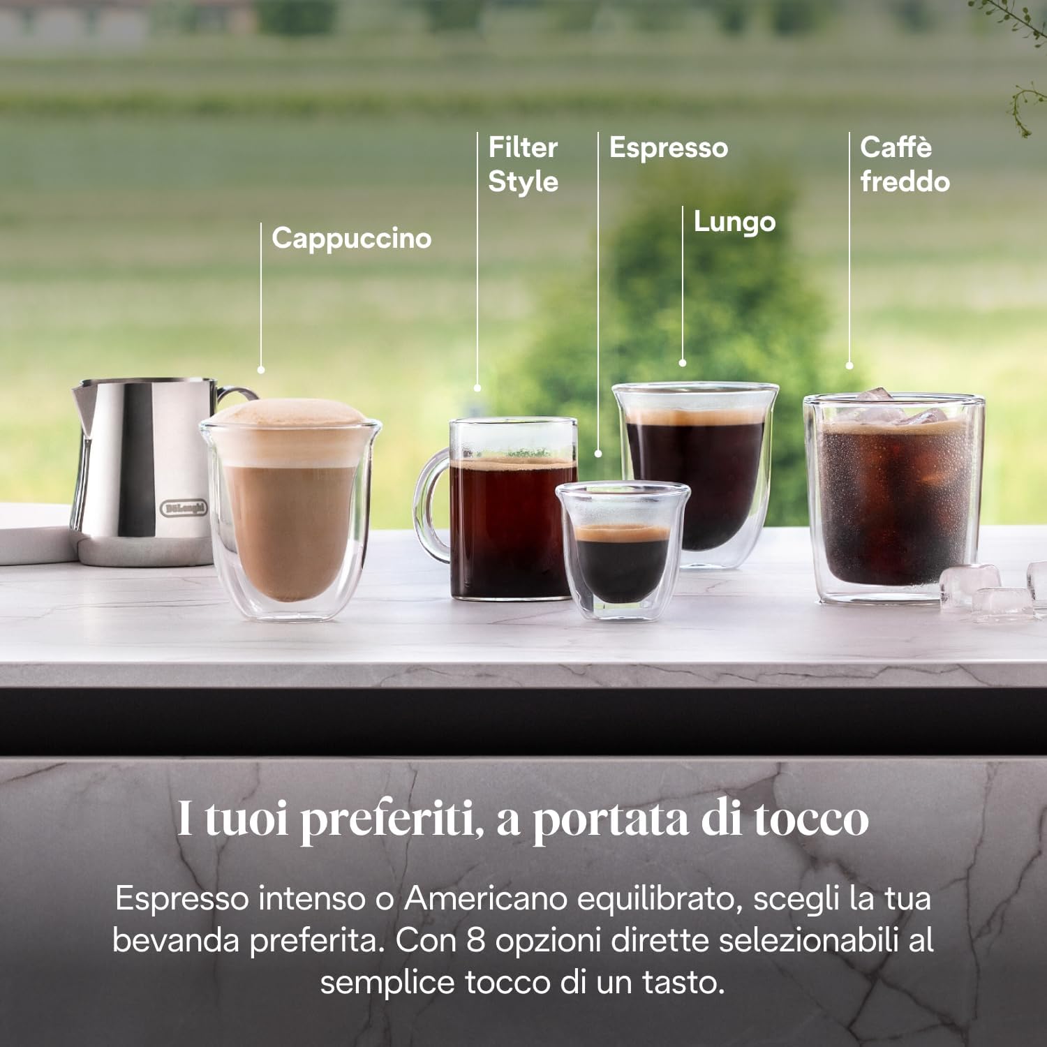De’Longhi Rivelia – Perfetto Macchina da Caffè Automatica, Montalatte Classico, 8 Bevande in un Solo Tocco, Display Touch a Colori, Contenitori Chicchi di Caffè Intercambiabili, Beige (EXAM440.35.BG)