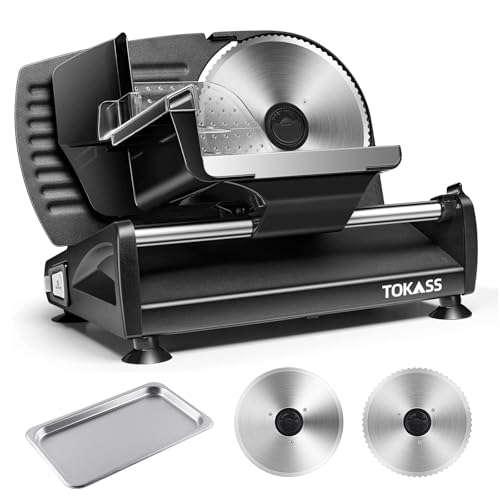 200 Watt Affettatrice elettrica da in acciaio inox, per Uso Domestico con 2 Pezzi Lame in Acciaio Inox da 7,5'', Taglia Salumi Elettrico, ad Alto Spessore per Carne, Formaggio, Pane : Amazon.it: Casa e cucina