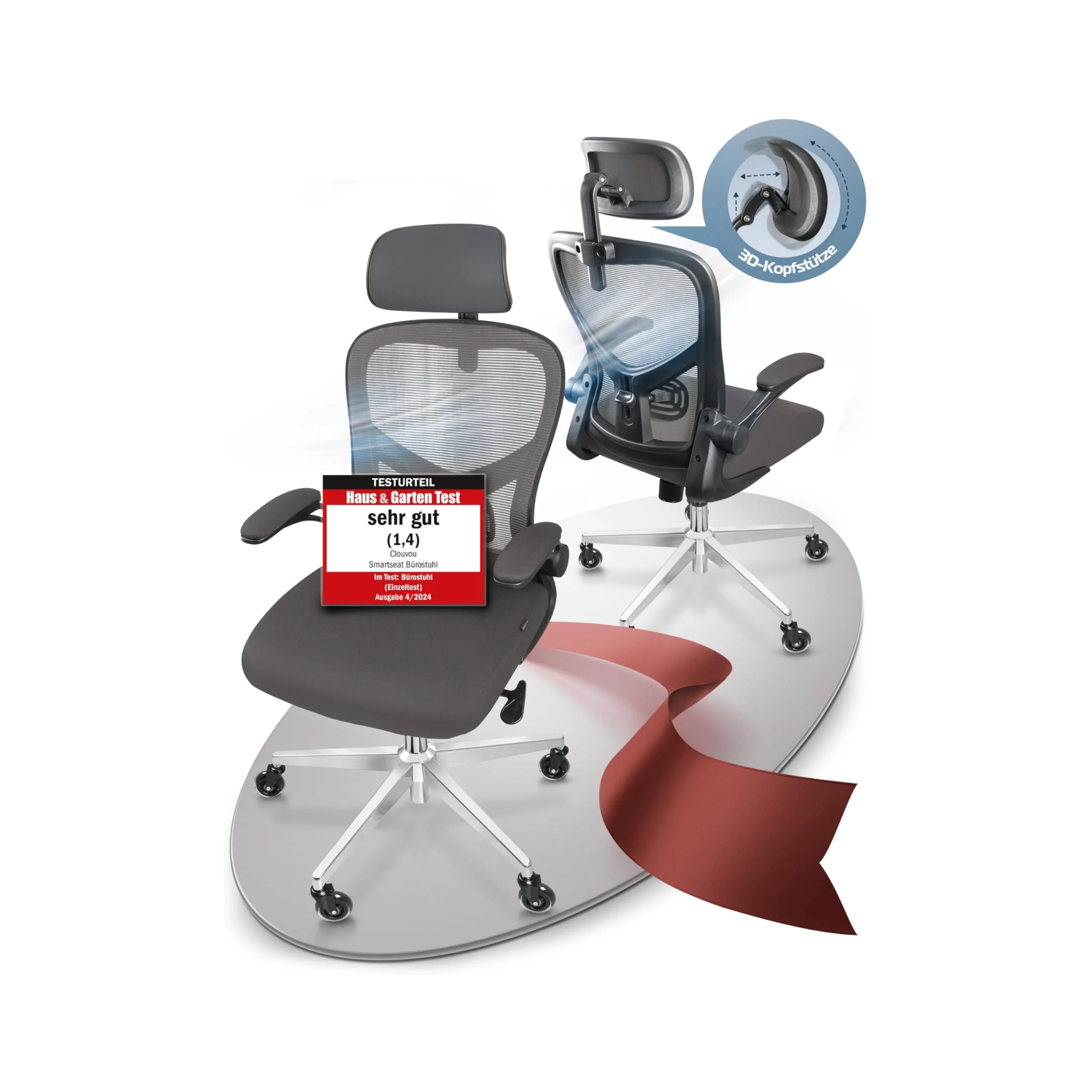 CLOUVOU CleverSeat Bürostuhl Ergonomisch [TESTSIEGER] Schreibtischstuhl 100% individuell einstellbar | Büro Stuhl & Gaming Stuhl | Computerstuhl Home Office Chair Ergonomic | Drehstuhl 150 kg