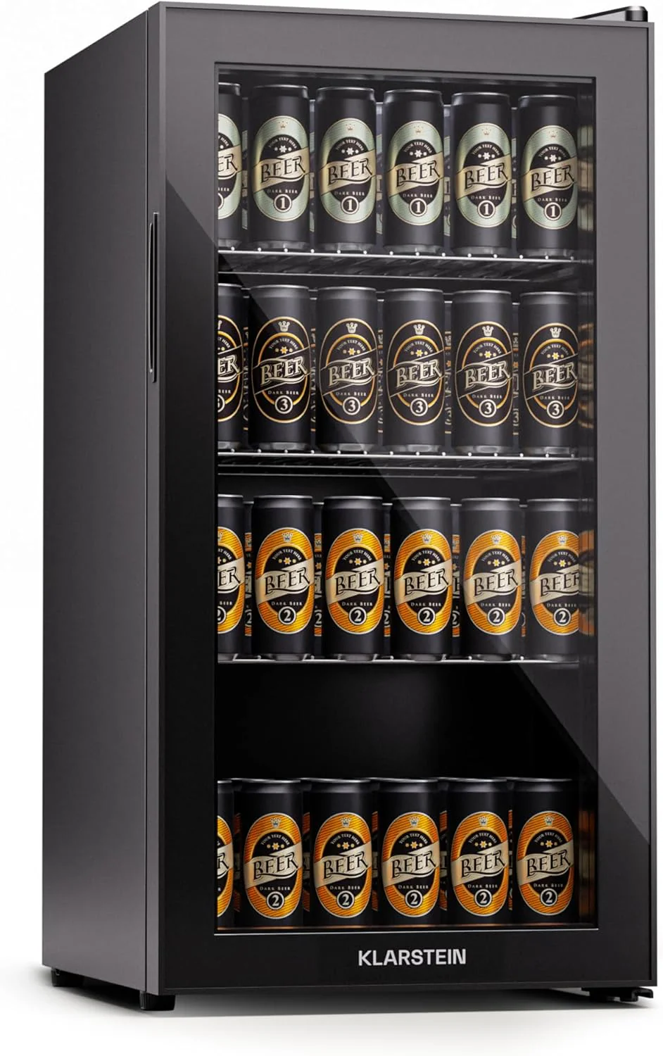 Klarstein Mini Koelkast met Glazen Deur voor Kamer, Drankenkoelkast met Verstelbare Planken, Klein 80 Liter, Indoor/Outdoor Koelkast Stil