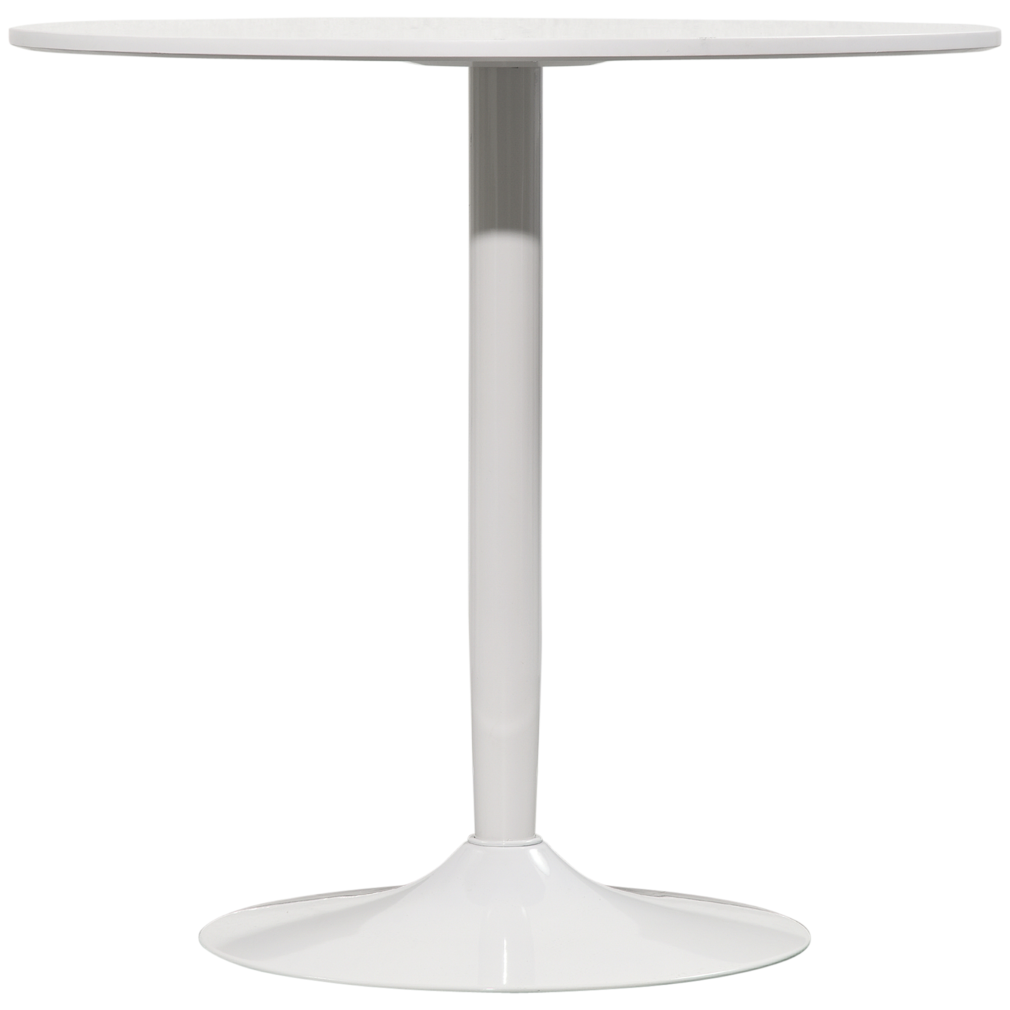 HOMCOM Esstisch für 2 Personen, runde Tischplatte Ø80 cm, MDF und Stahl, rutschfest, Weiß, 75H cm