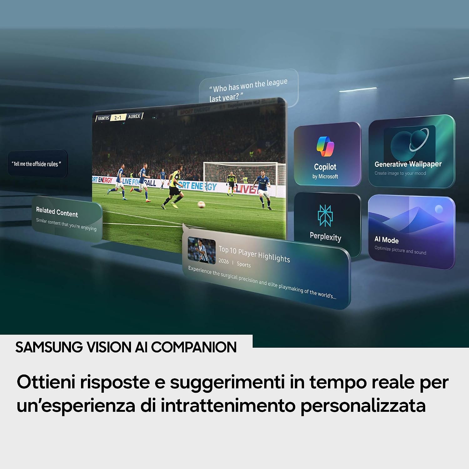 Samsung Smart TV 50' UE50M72HAUXZT Mini LED 4K, HDR 10+, Motion Xcelerator 50Hz, Dynamic Sound Pack, Gaming Hub, Pure Spectrum Color, Knox Security, Voice Control with AI(VAC), Vision AI, 2026