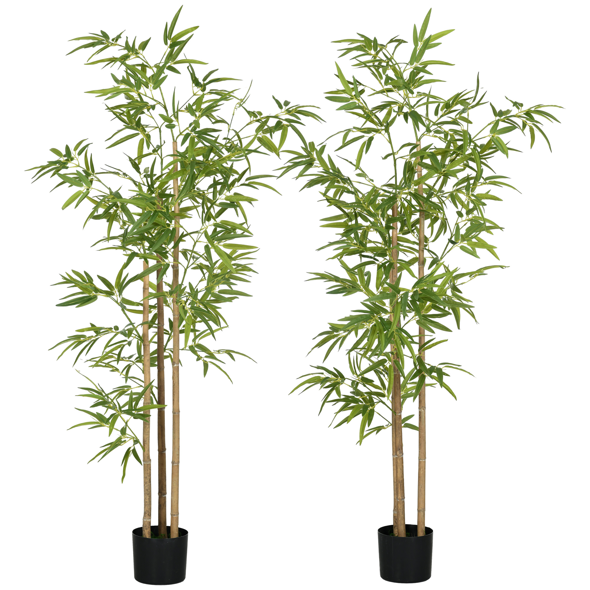 HOMCOM Künstlicher Bambus Baum Höhe 180 cm mit Topf, Innenraumdekoration, sehr realistisch
