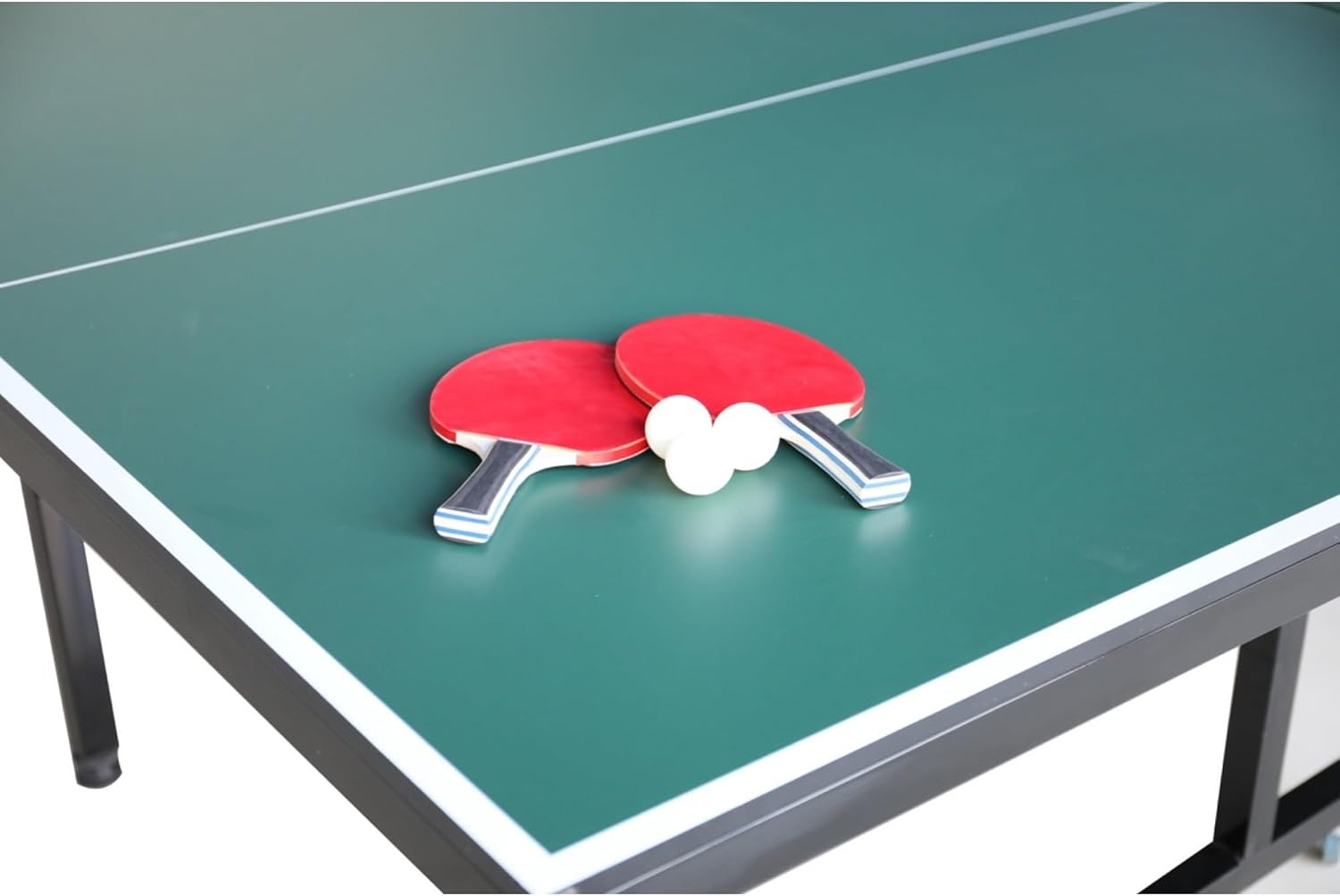 TechFit Tavolo da Ping Pong Professionale per Interni - Pieghevole da Interno con Inclinazione Unilaterale, Struttura Metallica Nera, Rete da 180 cm, Roti Silconate con Freni, 274x152,5x76 cm