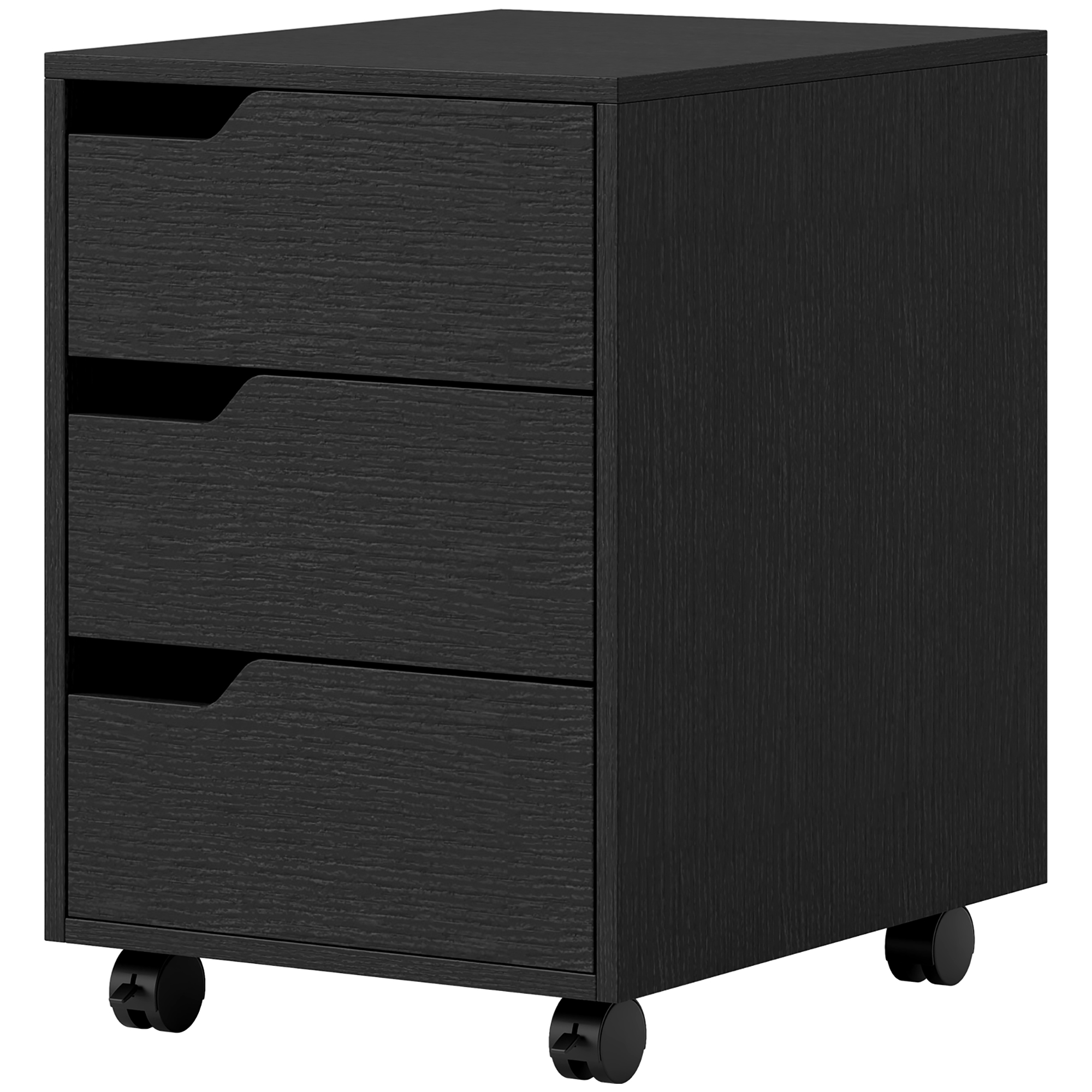HOMCOM Rollcontainer für Büro, Rollcontainer mit 3 Schubladen, 40x50x57,5 cm, schwarz