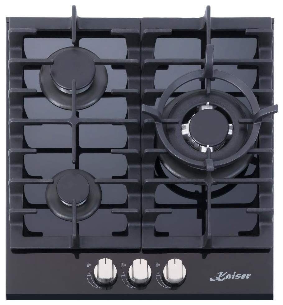 Gas-Kochfeld Gasherd 45cm, Schwarz Glas, Einbau Herd, 3,8kW WOK KCG 4384