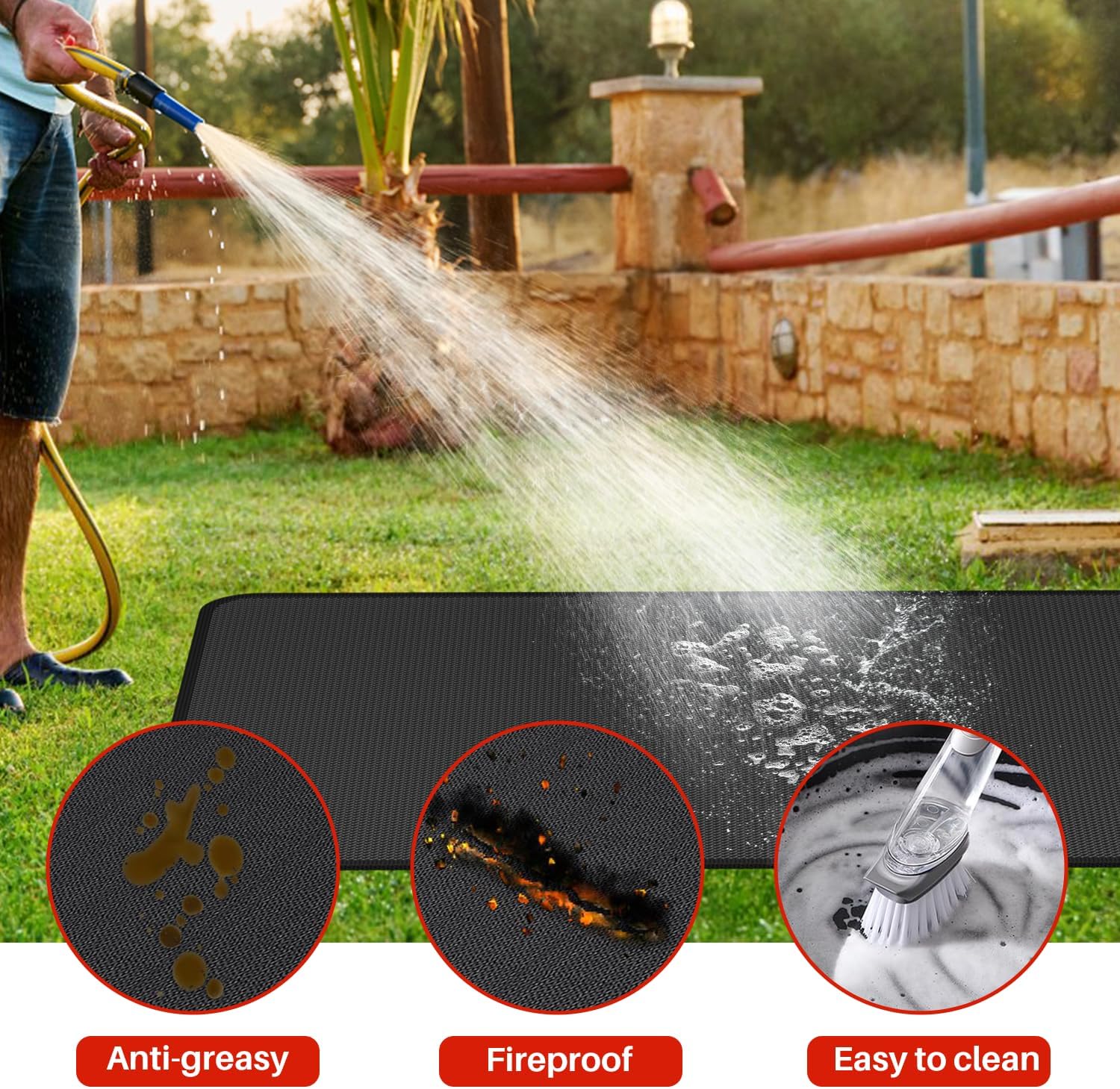 Large 60 x 40 Inch Under Grill Mat for Outdoor Grill Deck Protector, Double Sided Fireproof Grill Pad