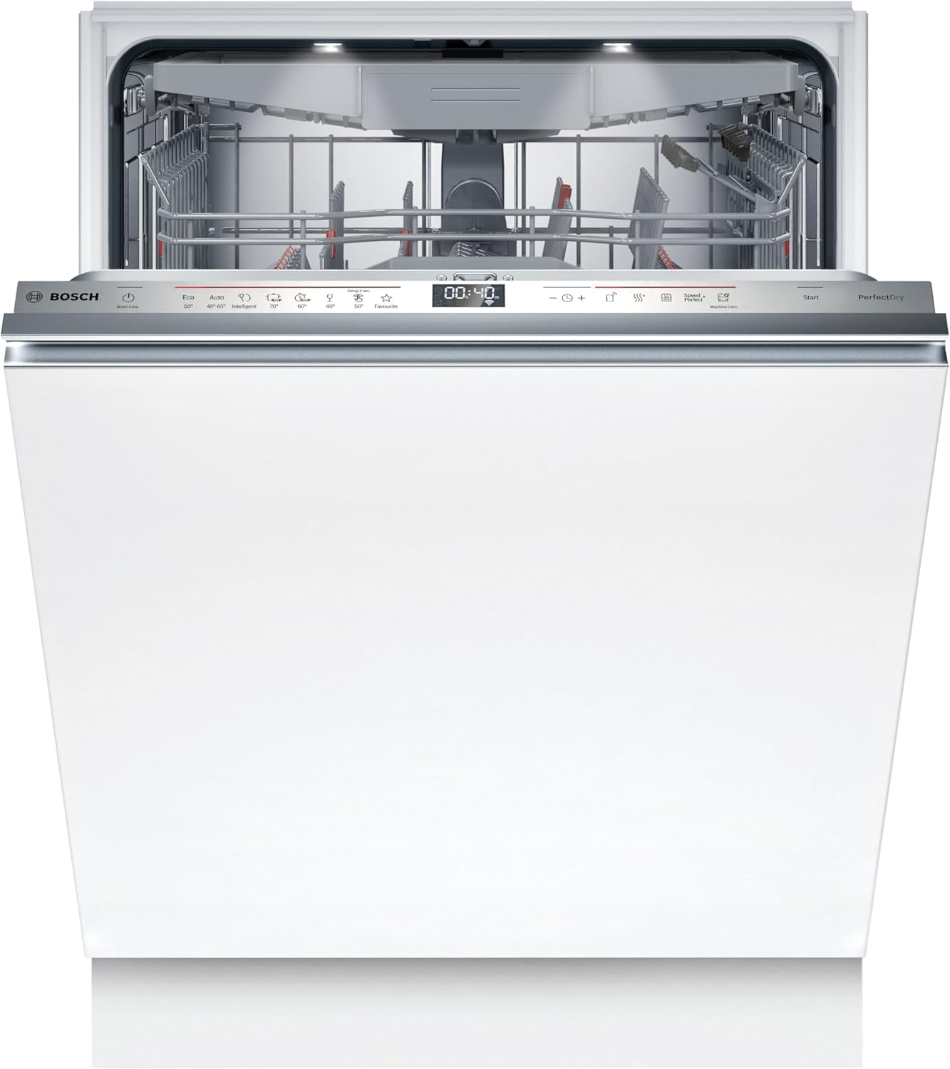 Bosch SMU4ETS08E, Serie 4, Smarter Unterbau-Geschirrspüler 60 cm, Besteckkorb, Spülmaschine mit Programmassistent, besonders Leise, höhenverstellbarer Oberkorb, Automatische Türöffnung, Edelstahl