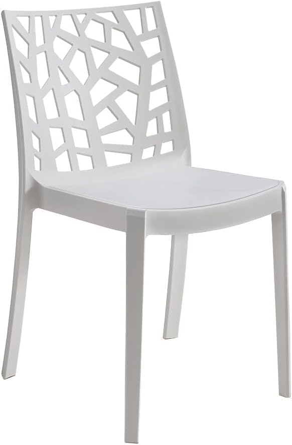 GLOUPIE Set 6 Sedie Matrix In Polipropilene Bianco, 55x47x82 Cm,Peso 4 Kg,Per Interno Ed Esterno,Made In Italy,Impilabili