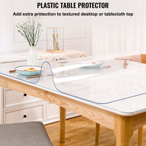 VEVOR 1830 x 1170 mm PVC-Tischfolie transparent 1,5 mm Tischdecke Tischunterlage PVC-Tischdecke Tischmatte Schutz für Esstisch Holztisch