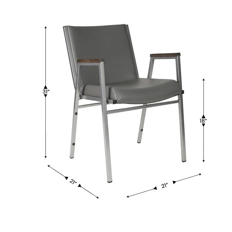 Heavy Duty Stack Chair with Arms - 21D x 21W x 31H