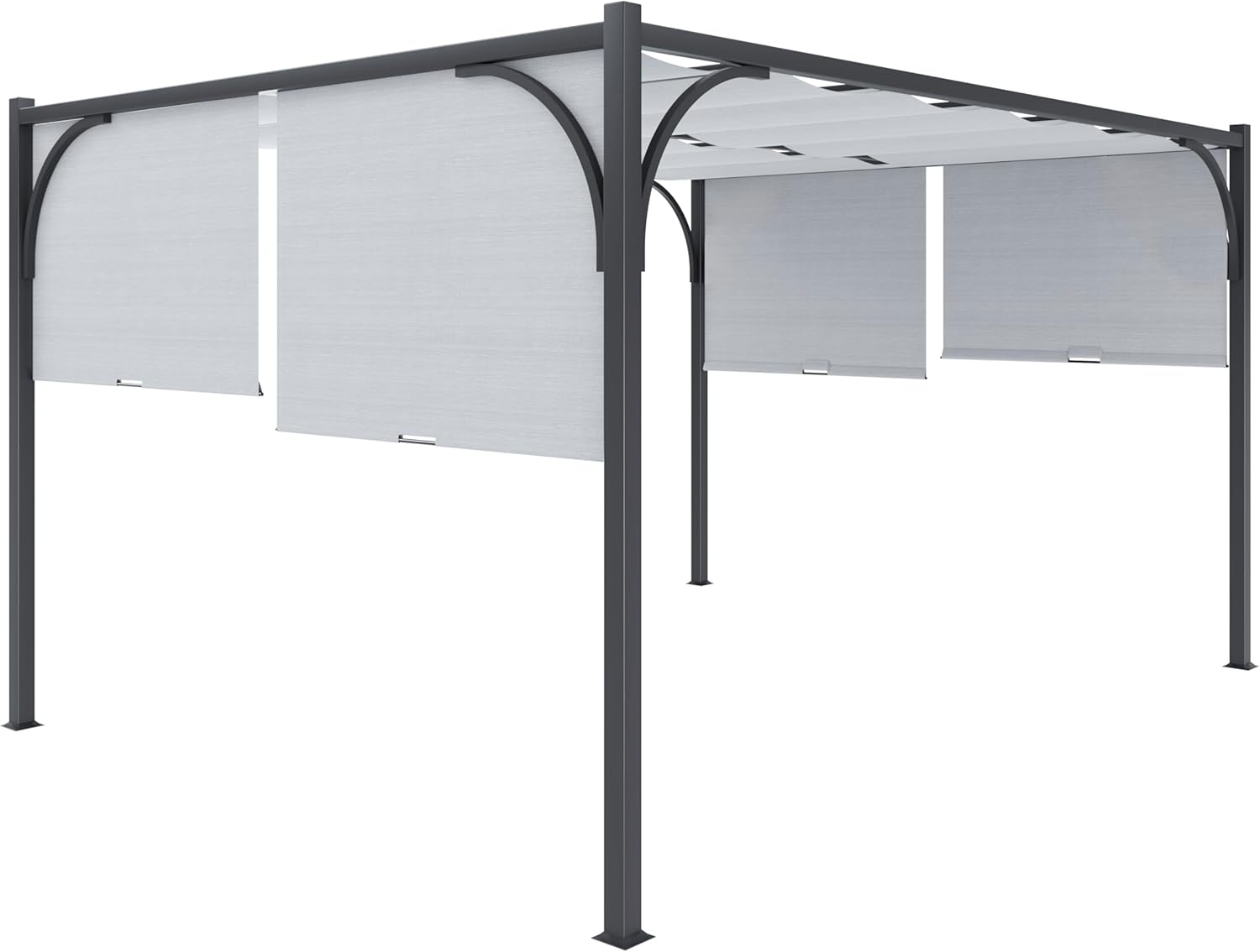 Gazebo Pergola 3x3 M Pergolato Con Tetto Scorrevole Telo Colore Beige Impermeabile Retrattile Richiudibile Struttura Nera In Acciaio Giardino Terrazzo Piscina Esterno Campeggio Design Elegante Moderno