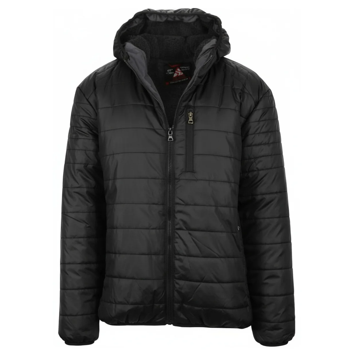 12 Pack Adult Bubble Jacket with Sherpa Lining in Black