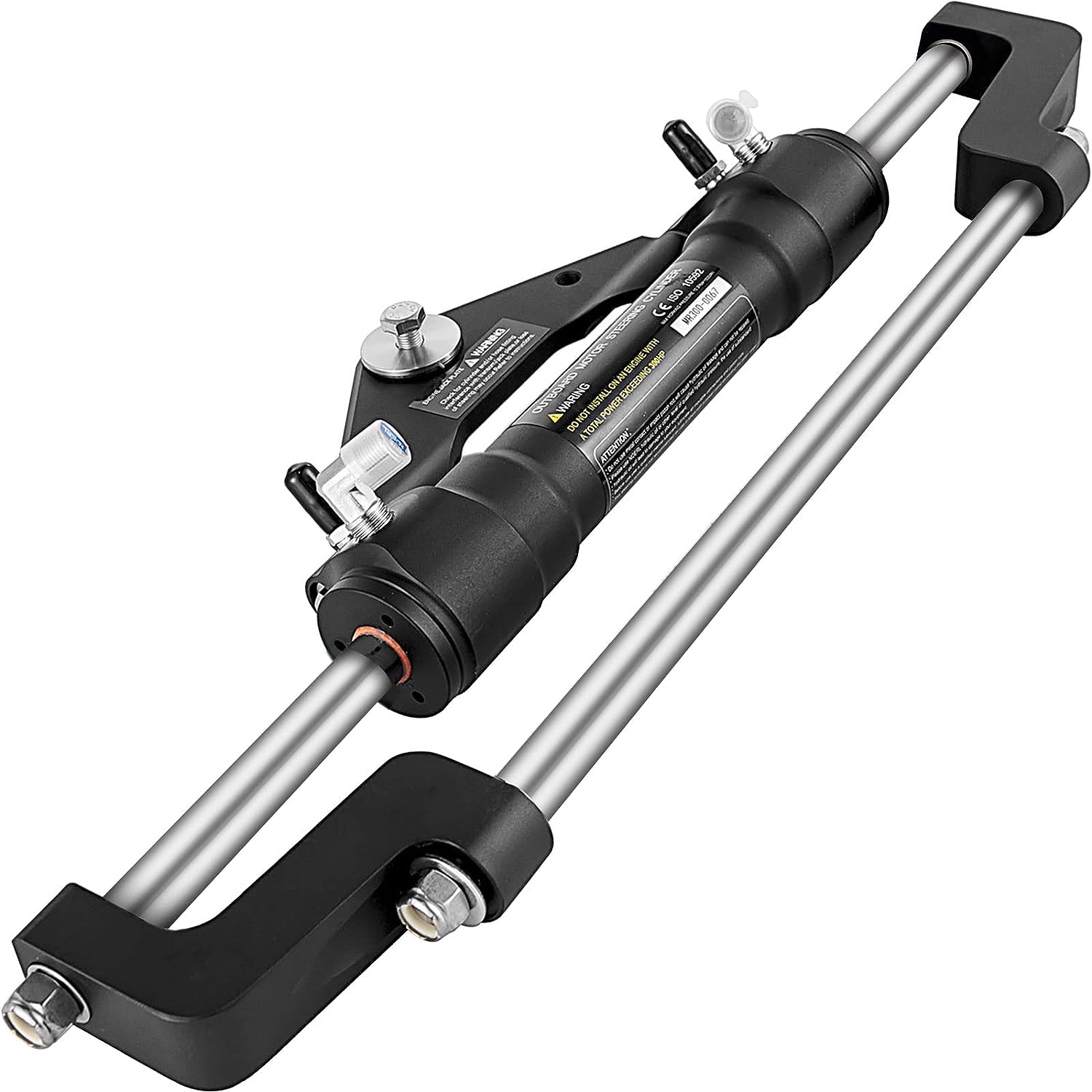 VEVOR Hydraulic Steering Cylinder for 300HP Outboard Boats, Crush Resistant, Aluminum Alloy, ORB Fitting, Two Way Lock