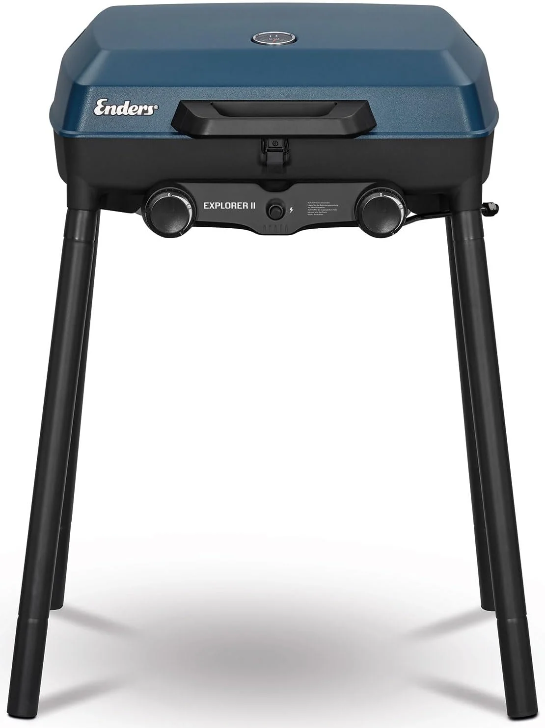 Enders Camping Gasgrill EXPLORER II, integriertes Grill-Thermometer, kleiner Balkon-Picknick-Grill, Grillen, Kochen, Backen Funktion, Stahl-Grillwanne