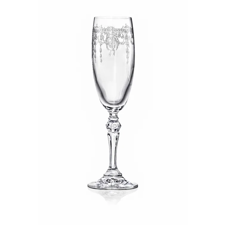 Etched Catherine Champagne Flutes �C Tall Elegant Glasses