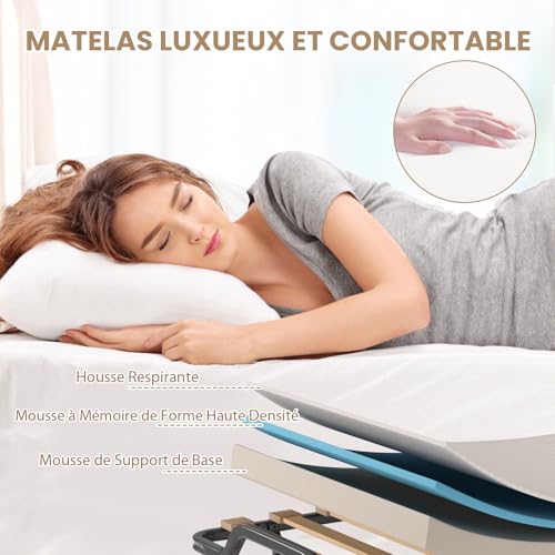 COSTWAY Letto Pieghevole, Beige, 90x200cm Matelas 10cm : Casa e cucina