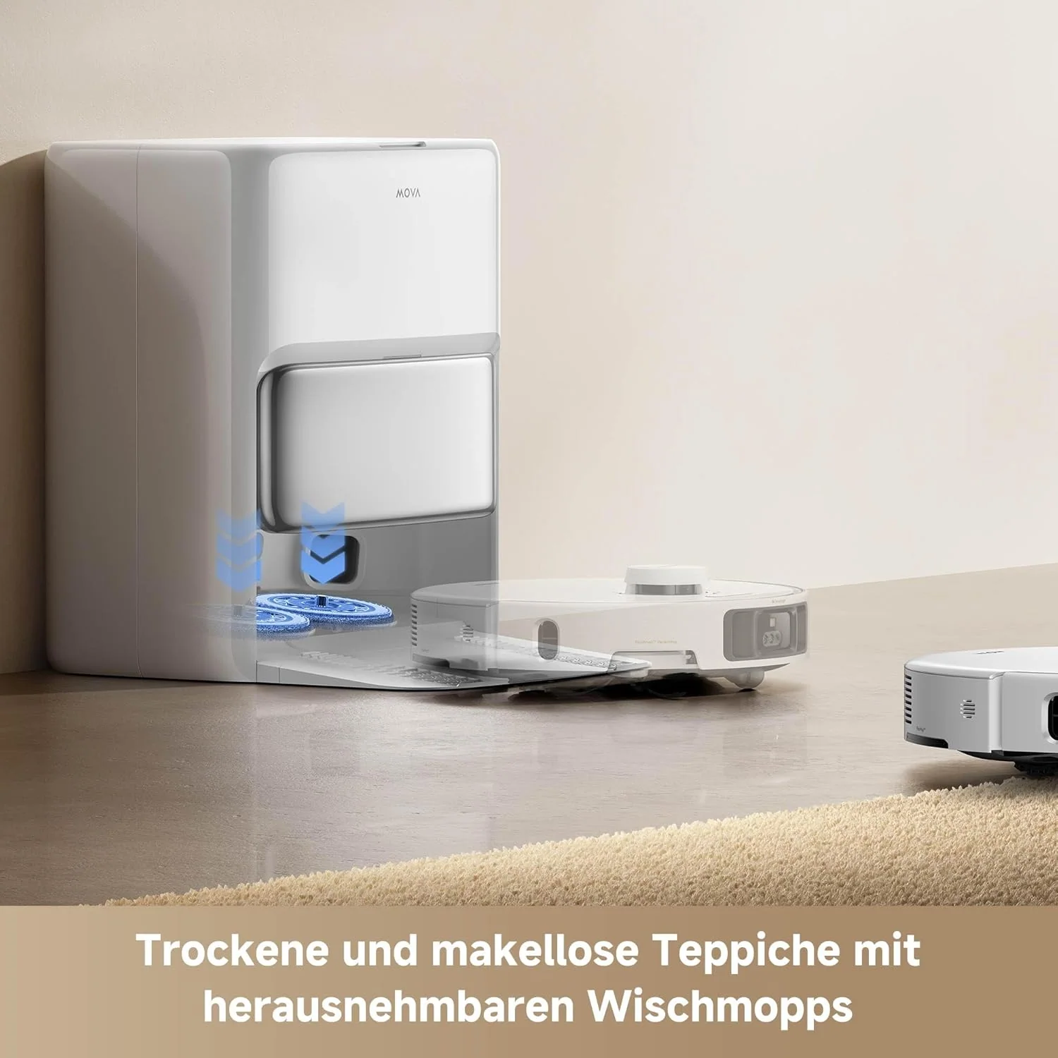 Mova P50 Pro Ultra Saugroboter mit Wischfunktion, 19.000 Pa Saugkraft, 75 ℃ Heißwasser-Moppwäsche, automatische Reinigung, automatische Entleerung, automatische Nachfüllung, Hindernisvermeidung