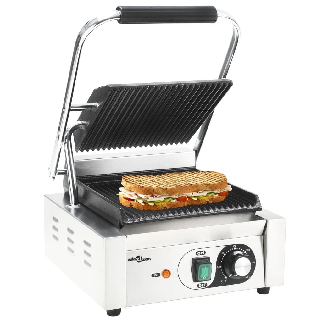 Kontaktgrill 31 x 305 x 20 cm Kontaktgrill Gerillter Panini-Grill Edelstahl 1800 W