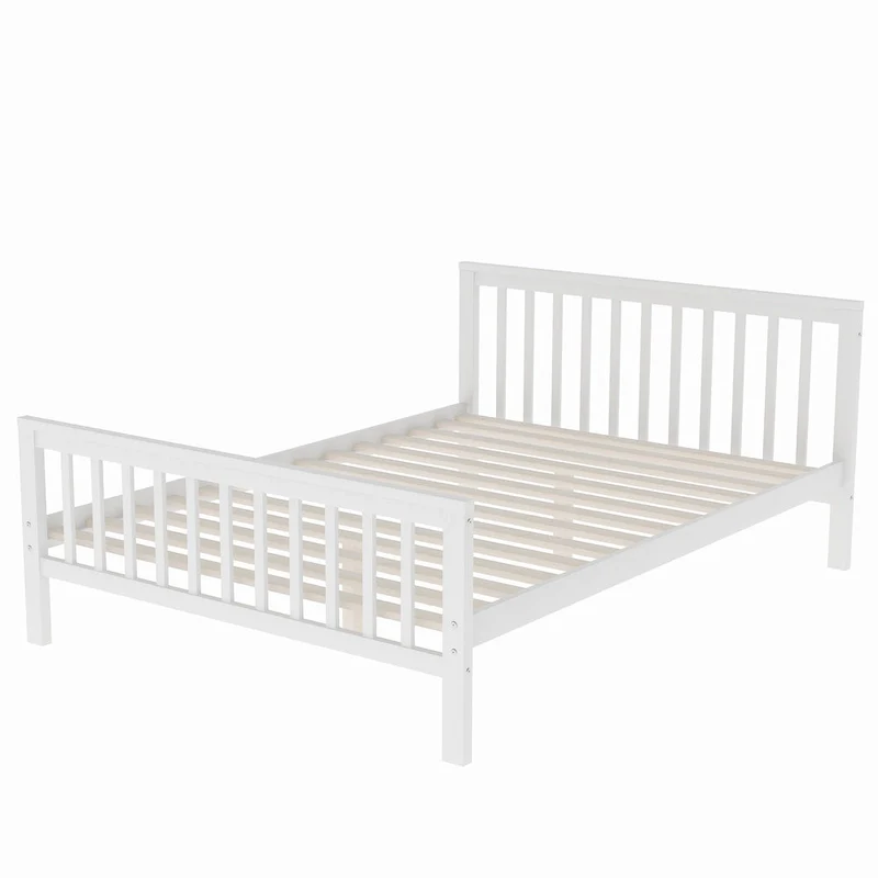 Twin Over Full Wood Loft Bed with Staircase,High Guardrails and Ladder