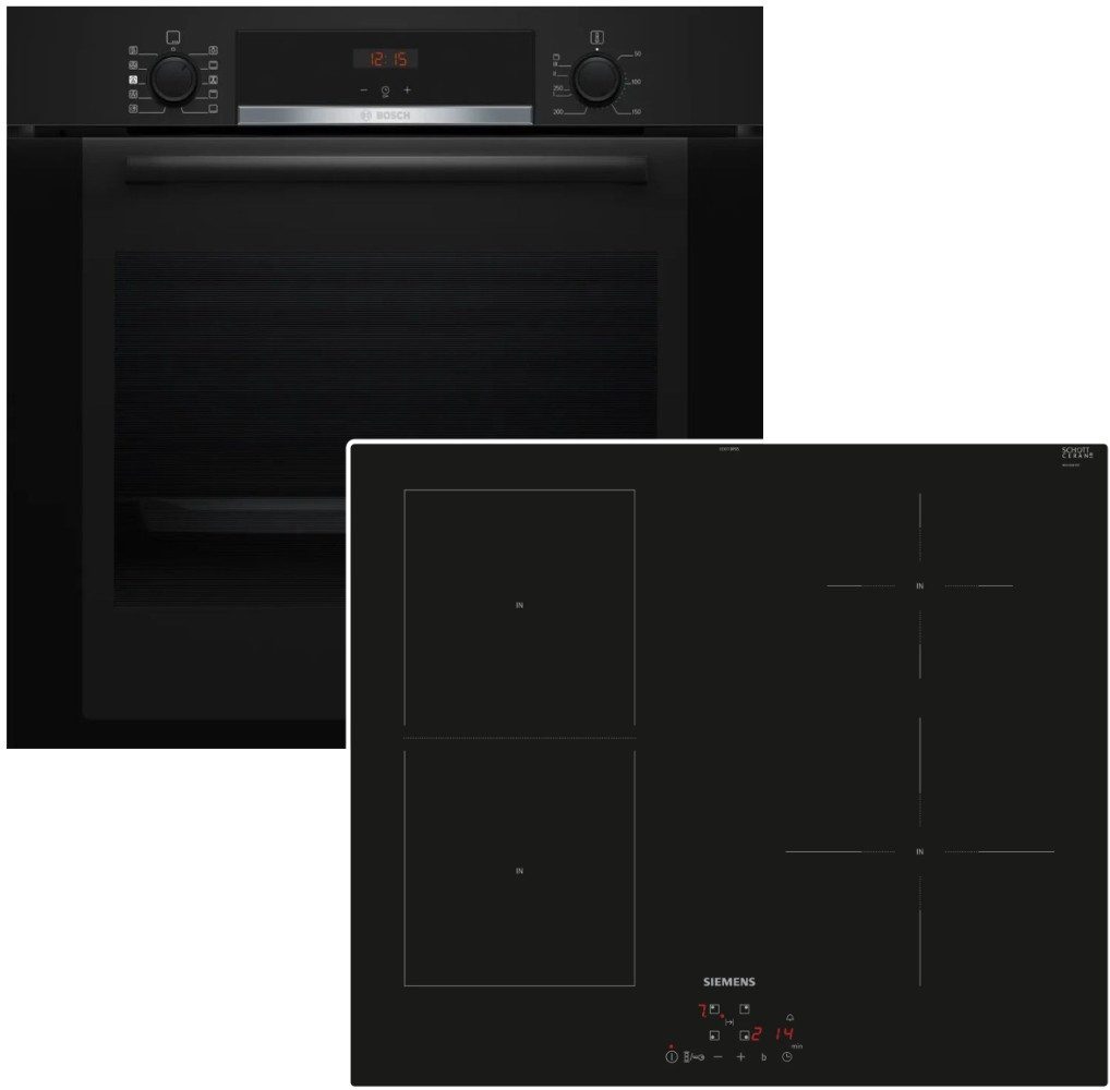 Backofen-Set Teleskopauszug Dampfunterstützung Hydrolyse 71 Liter PowerBoost 60cm