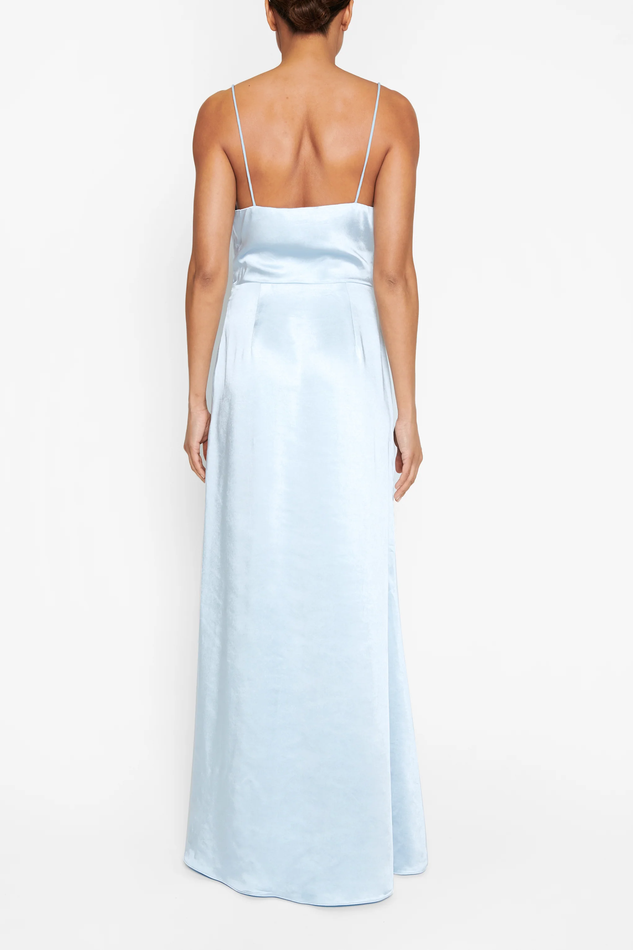 Vivian Icy Blue Cowl-Neck Bias Cut Maxi-Dress