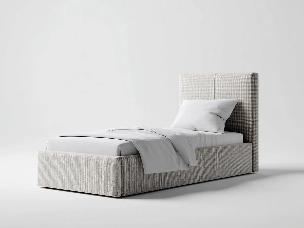 Einzelbett - Stoff-Holzwerkstoff - 207x101x102 cm - Beige - Modern