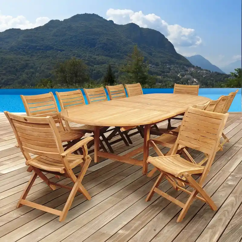 Amazonia Teak Sessa 13 piece Extendable Patio Dining Set - 13 Piece