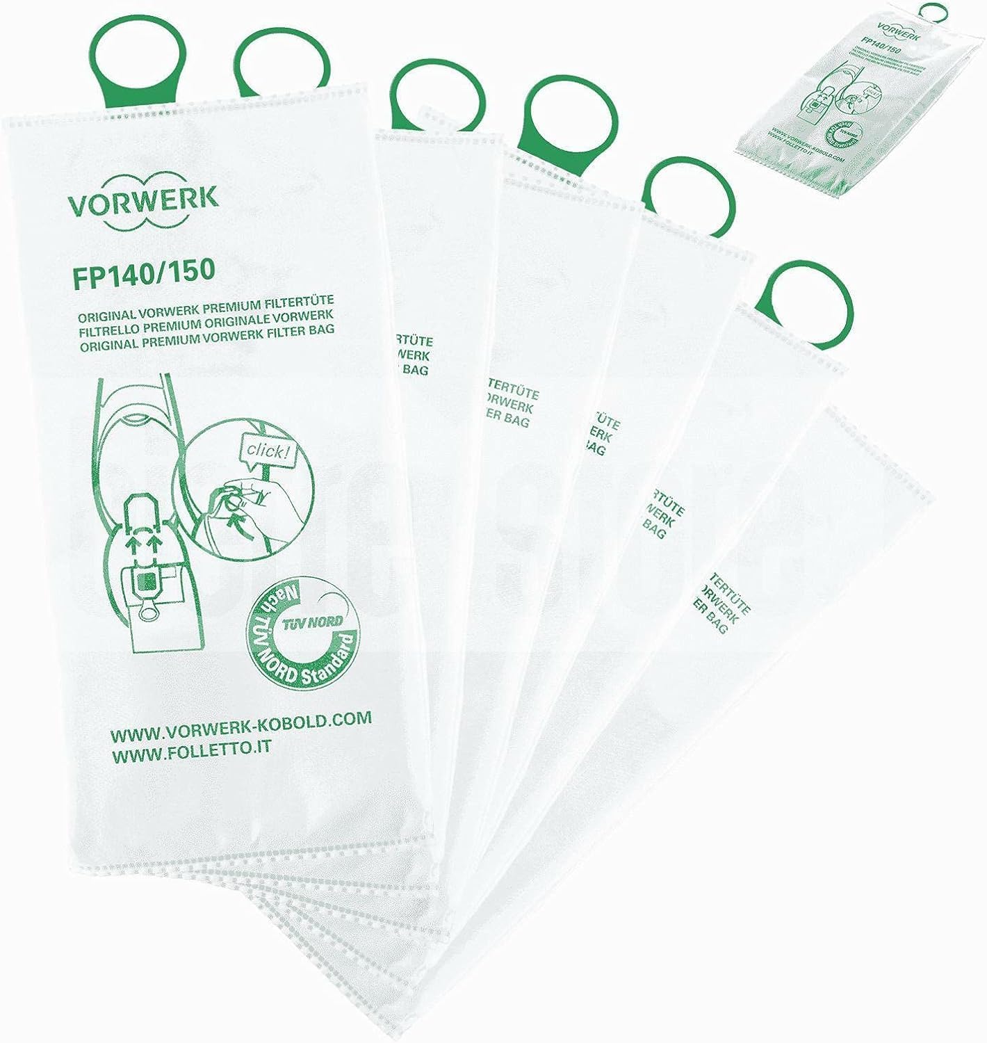 41432 Vacuum Cleaner Bags VORWERK Folletto VK140 VK150 Original
