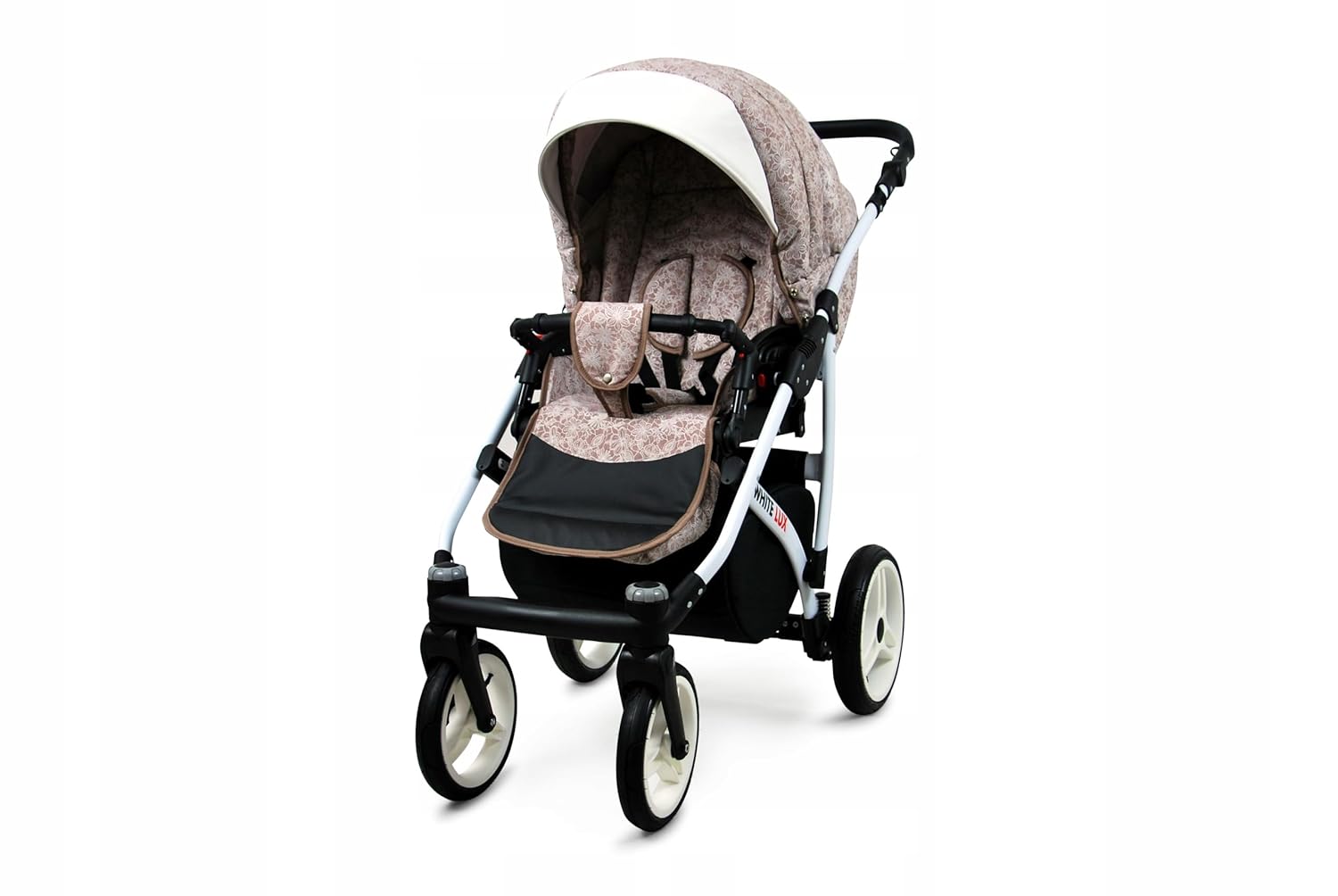 BabyLux® Bambimo Kinderwagen Set 3 in 1 - White Lux - incl. Babywanne, Buggy Sportsitz, Auto-Babyschale - Autositz - Kinderwagenset - Kombikinderwagen mit Wickeltasche, Regenschutz usw.