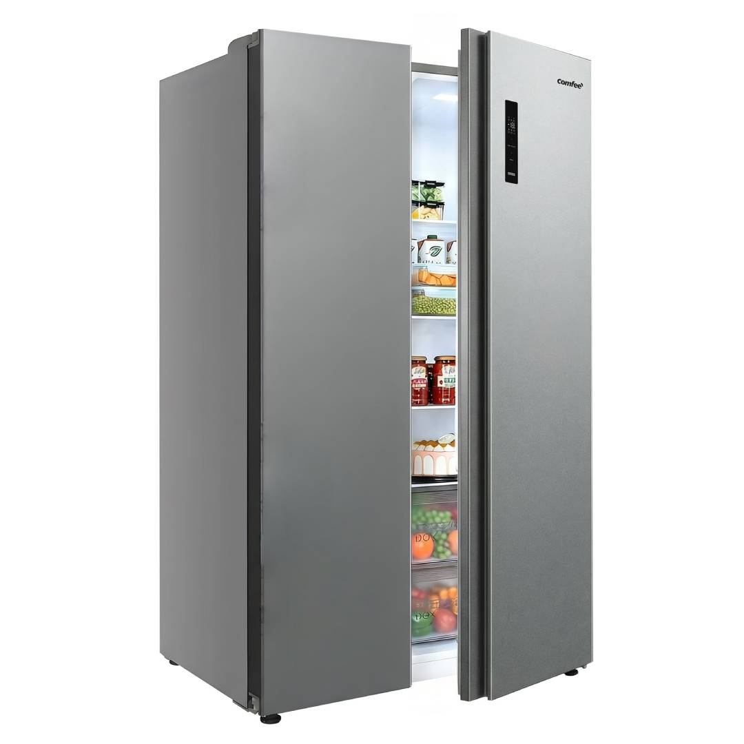 Side-by-Side Kühlschrank 553 L, No Frost, 35 dB, Titan-grau, freistehend mit Inverter-Kompressor