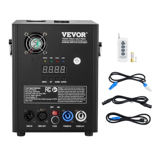 VEVOR Funkenmaschine 500 W Pyrotechnikmaschine Aluminiumlegierung DMX Controller Einstellbar 2–4m Cold Spark Machine 7 min pro Nachladen Ideal für Hochzeit, DJ Show, Partys