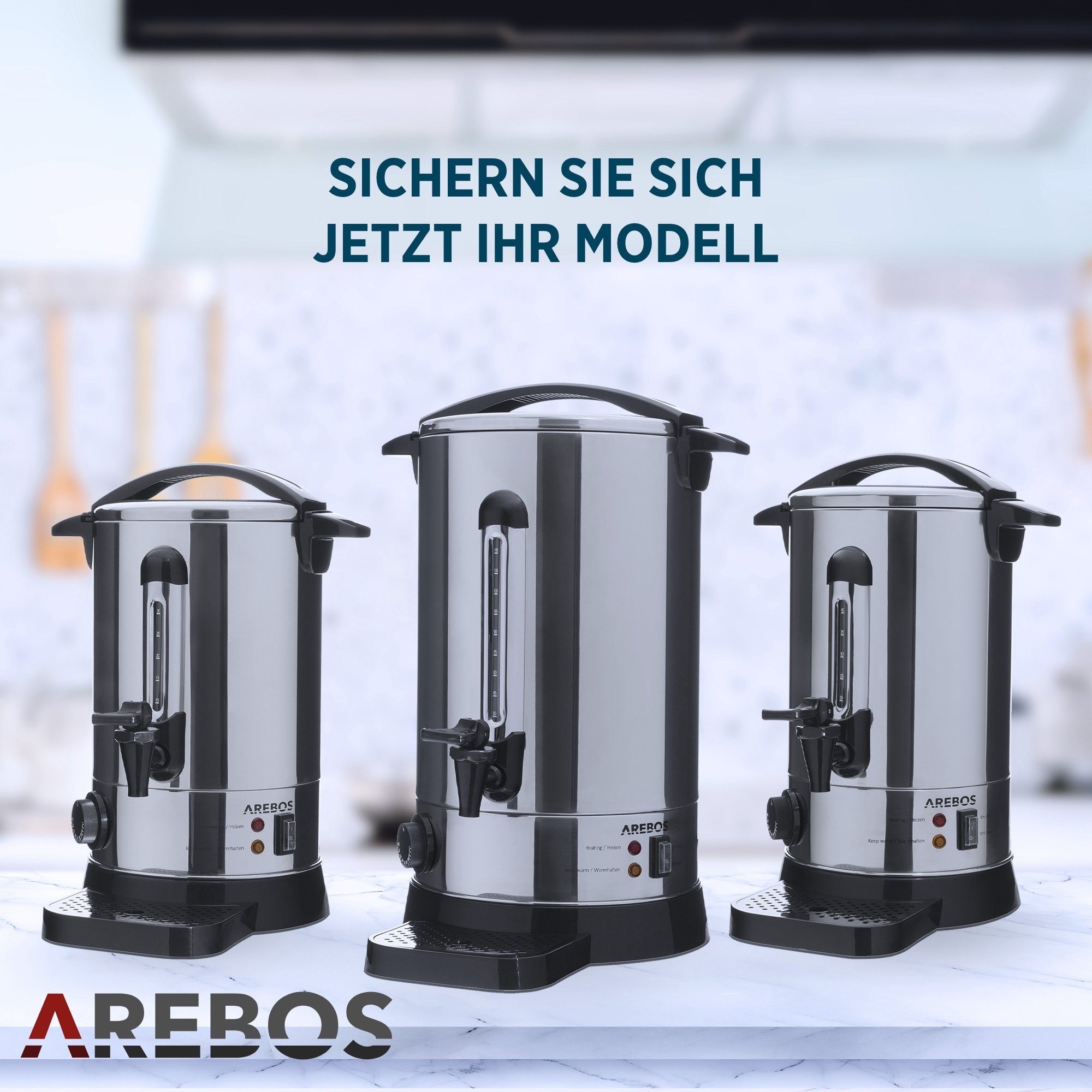 Einkoch- und Glühweinautomat 8,8 L, Überhitzungsschutz, Temperatureinstellung 30-110°C, 3 Farben