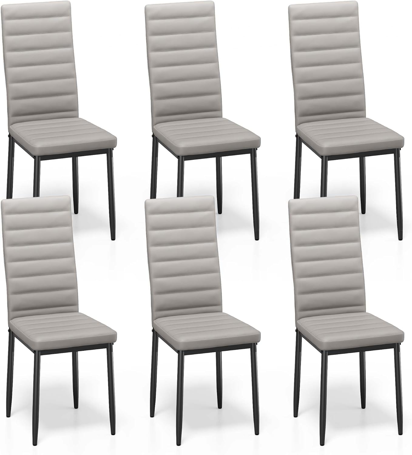 Bealife Set di 6 Sedie da Pranzo con Schienale Alto Imbottite Moderne per Cucina e Sala da Pranzo, Grigio Scuro Flanella