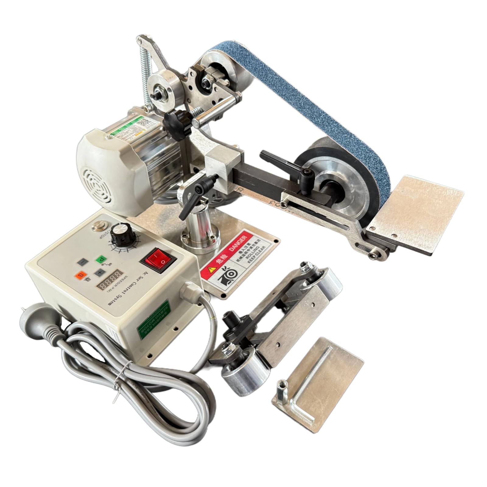 Bandschleifer 550 W mit 3 Schleifbändern 76,2 x 2,5 cm, Körnung 100/180/240, für Metall und Holz, Modell JLD10-8