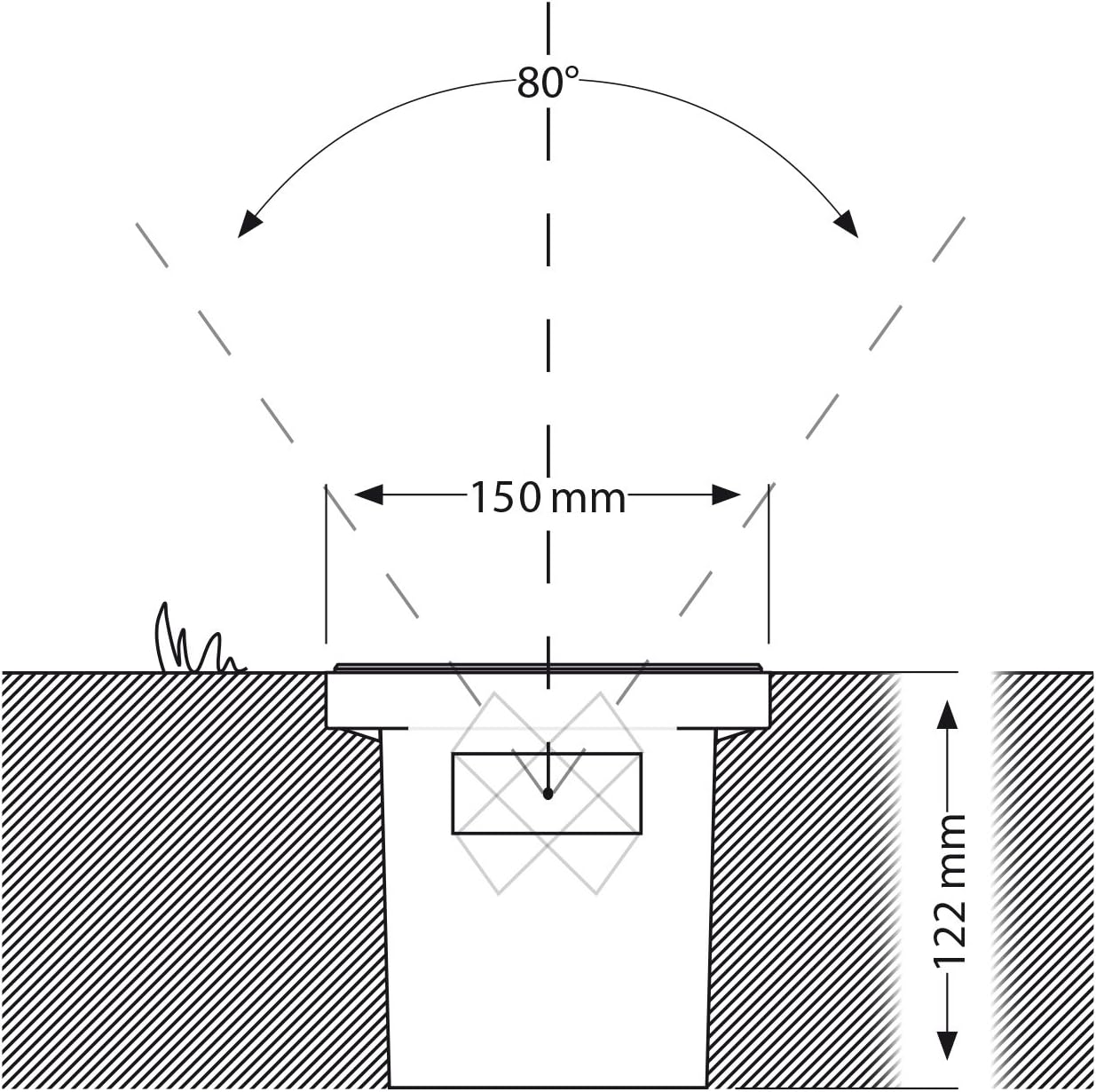 ledscom.de 6 Stück Bodeneinbauleuchte BOFU für außen, IP67, schwenkbar, schwarz, rund, 150mm Ø, 1x GU10 max. 15W, Milchglas