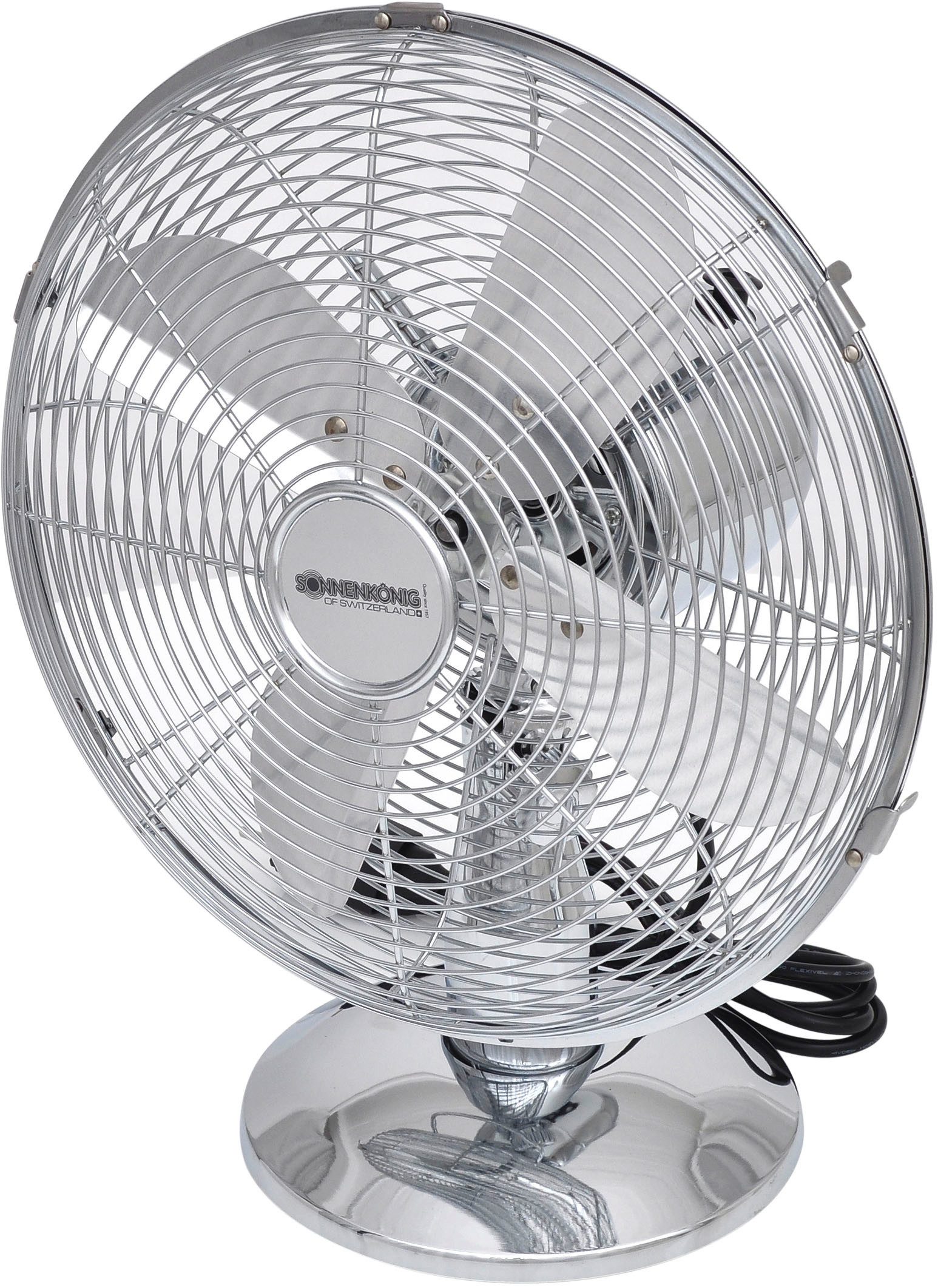 Tischventilator Chrom 12, Leistung 35W, schwenkbar, laufruhig, Oszillation