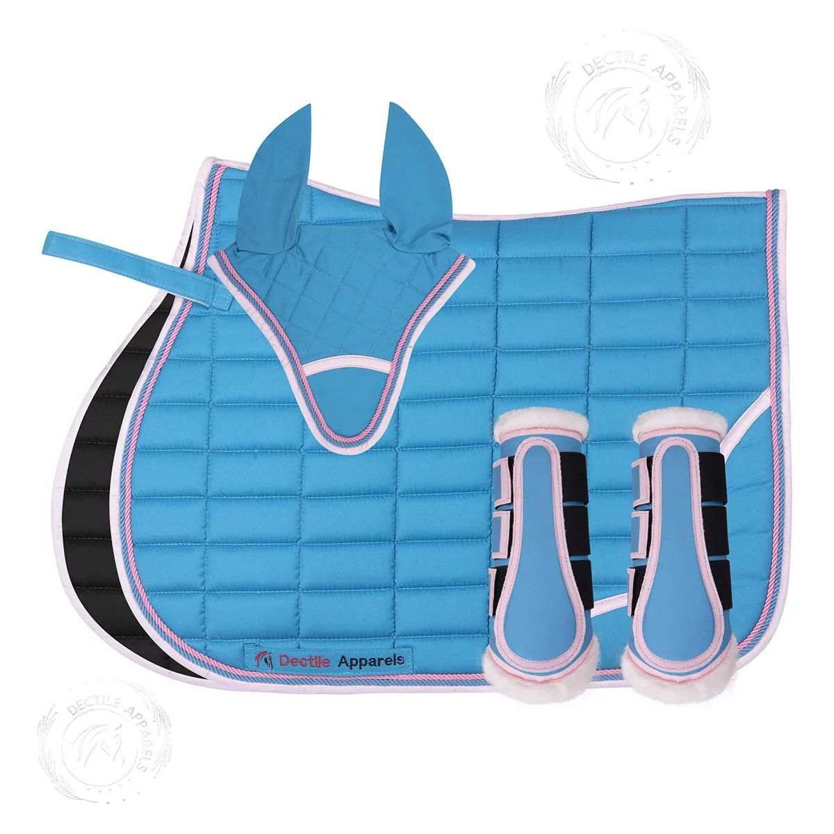 Blue English Saddle Pad Set