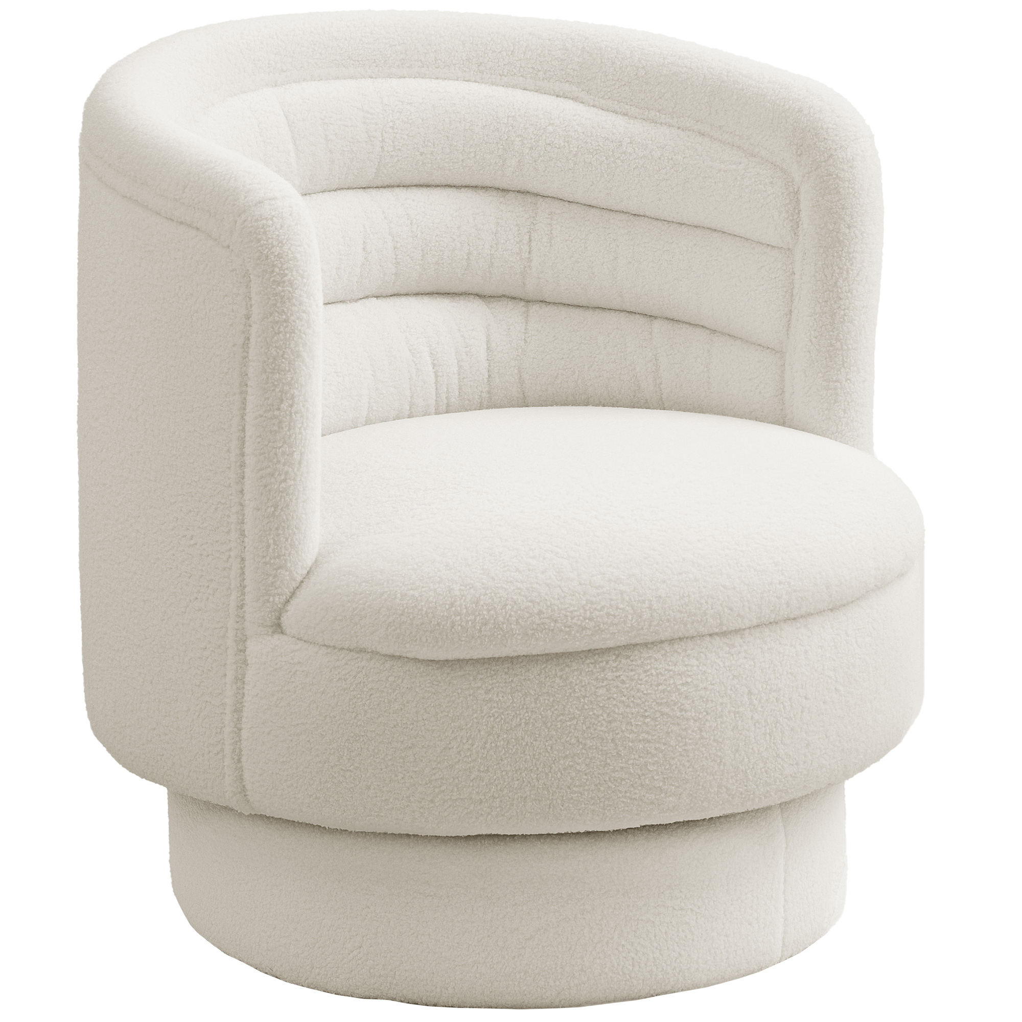 HOMCOM Drehbarer Polstersessel, Moderner Lounge-Sessel mit Kautschukholzrahmen, für Wohnzimmer, Schlafzimmer, Cremeweiß