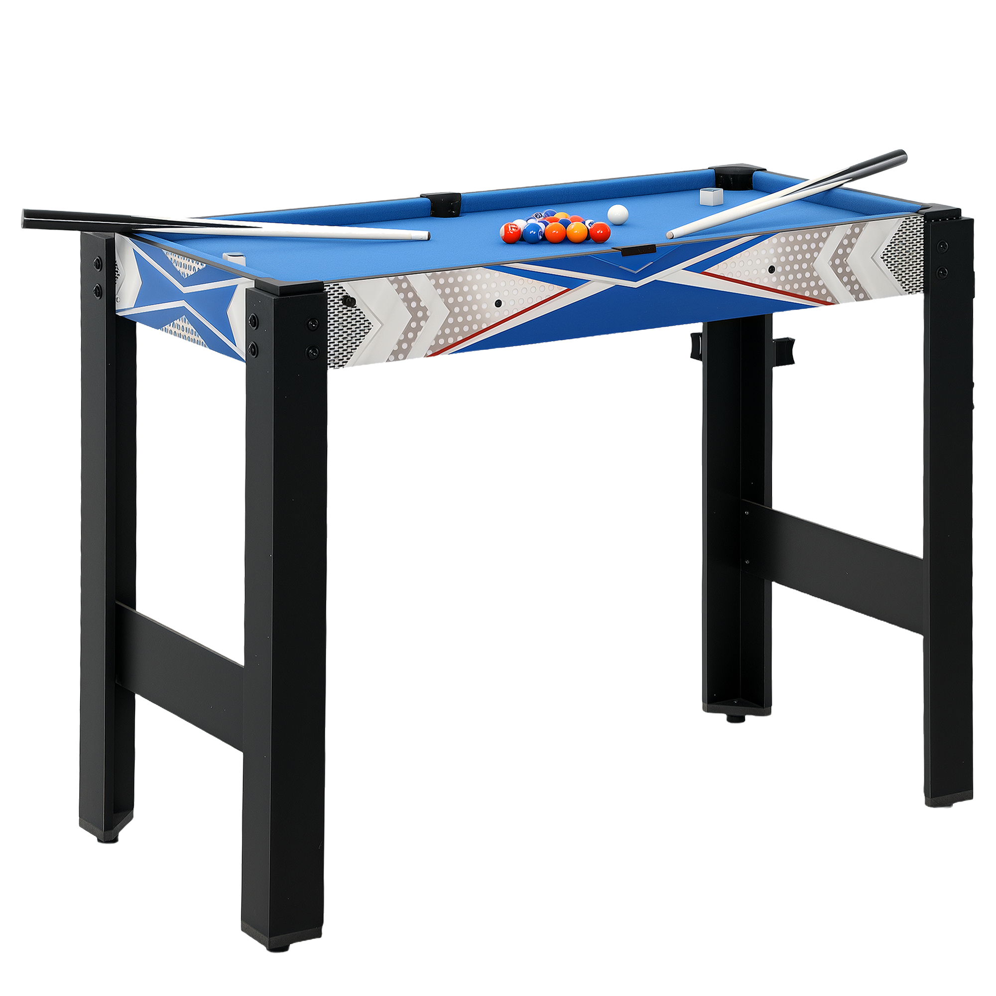 SPORTNOW 5-in-1-Spieletisch, Billard, Tischtennis, Hockey, Basketball, Bogenschießen, Zubehör inklusive, MDF, Kunststoff, Blau